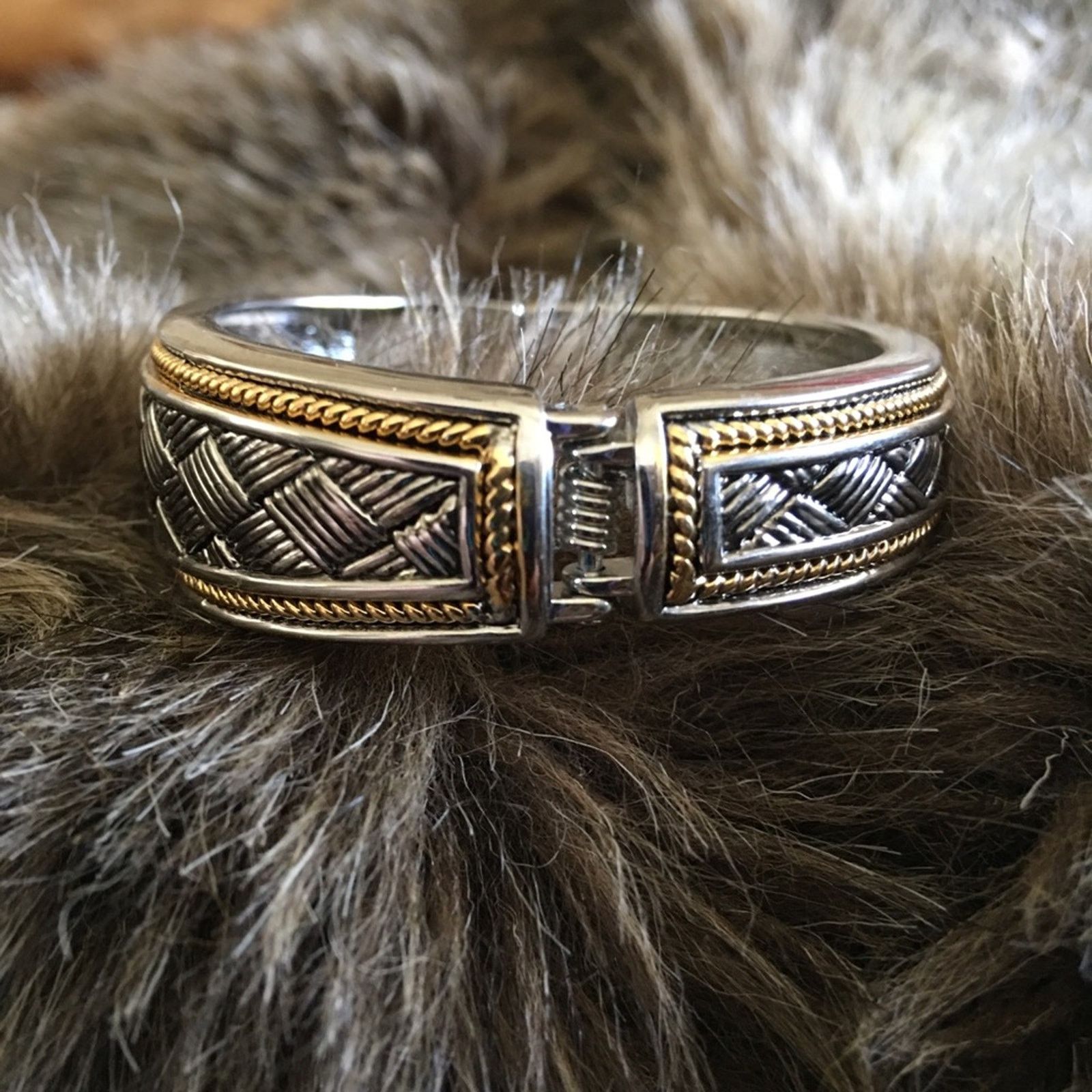 Jewelry Gorgeous multi tone braided detail clamp bracelet Size ONE SIZE - 6 Thumbnail
