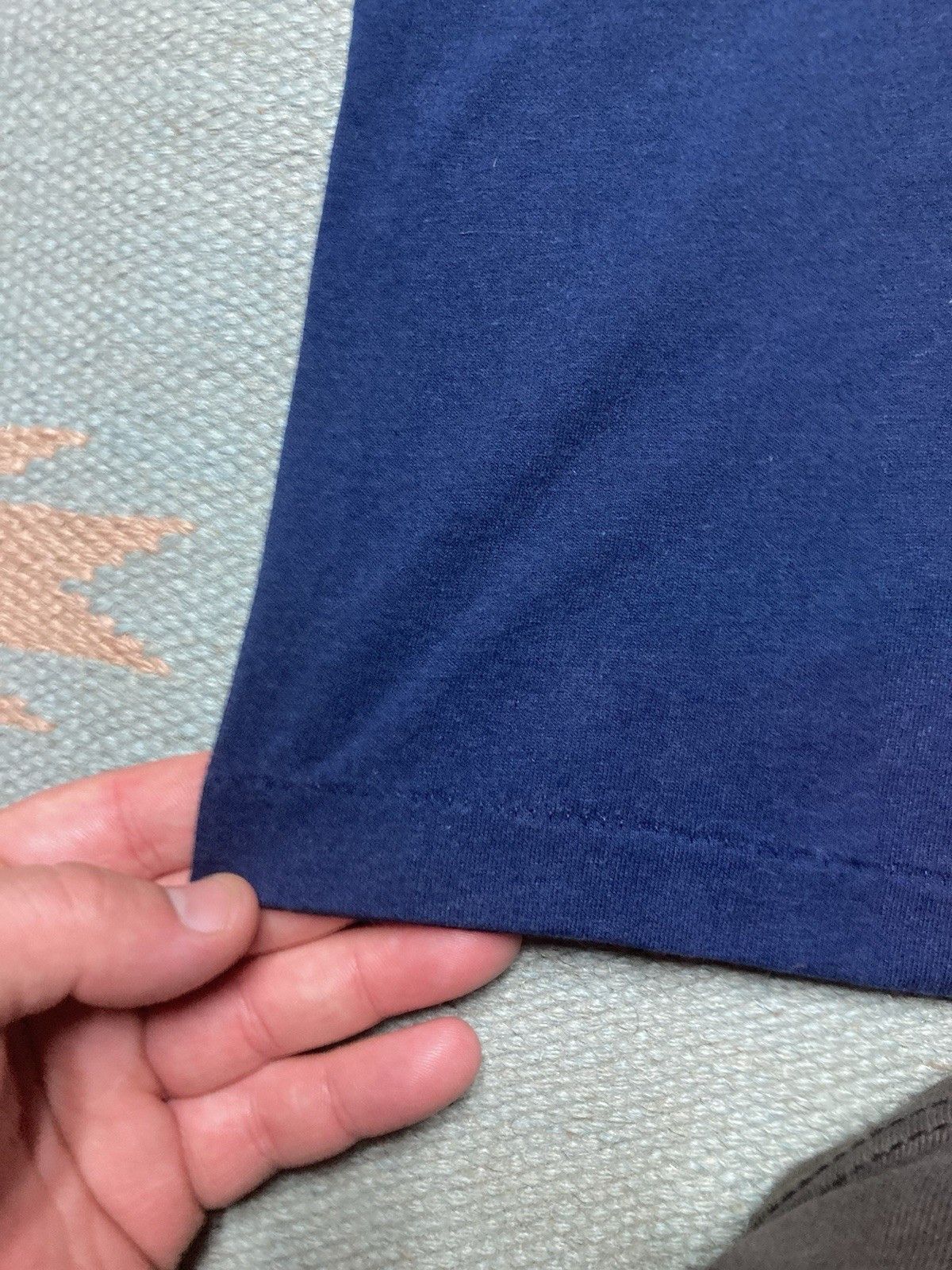 Vintage 80s blank t shirt navy Hanes cotton blend single stitch S Size US S / EU 44-46 / 1 - 5 Thumbnail