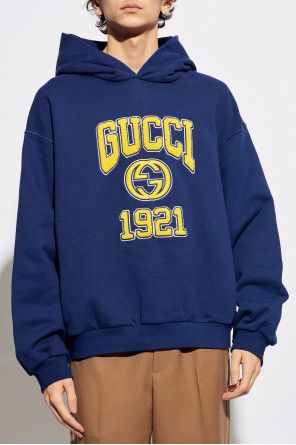 Gucci o1loc1c0925 Cotton Jersey Hooded Sweatshirt in Navy Blue Size US XXS / EU 40 - 3 Thumbnail