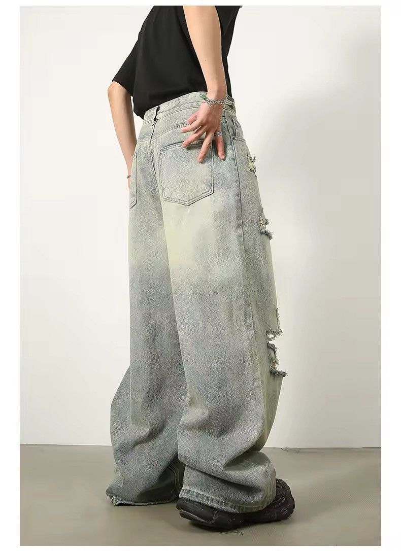 Japanese Brand × Jean Blue Ripped Jeans For Men Size US 31 - 5 Thumbnail