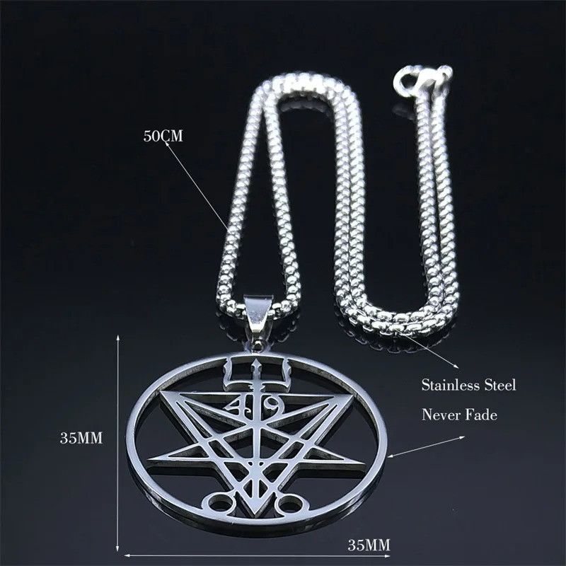 Jewelry Symbol Chain Stainless Steel Church of Satan Necklace Size ONE SIZE - 6 Thumbnail
