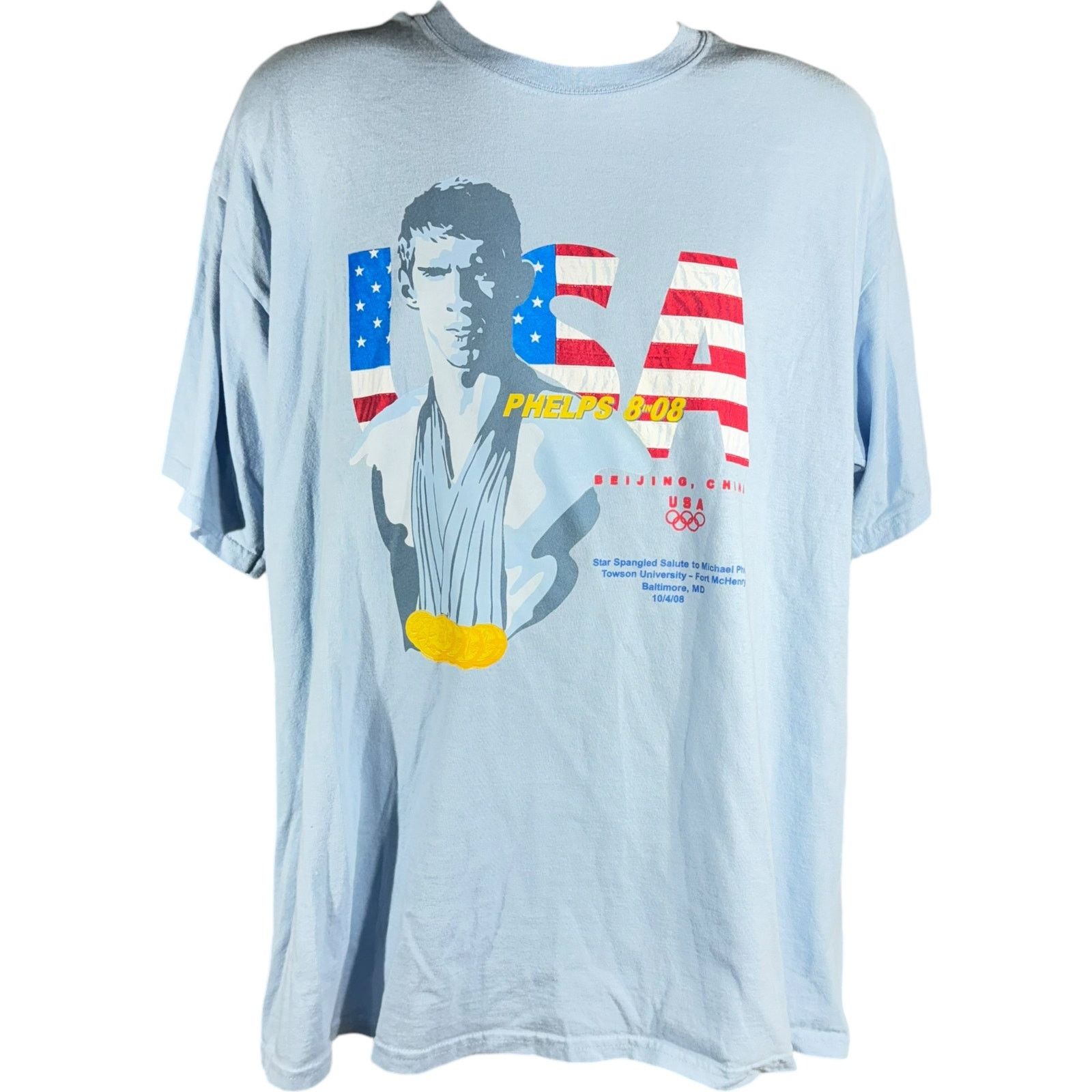 USA Olympics Vintage USA Olympics Michael Phelps Gold "8 in 08" Tee Size US XL / EU 56 / 4 - 1 Thumbnail