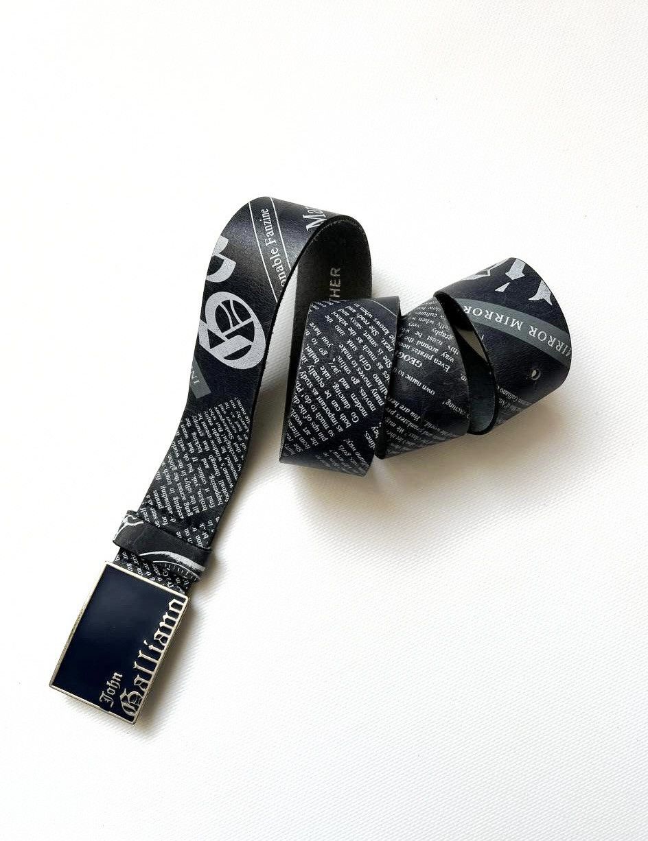 John Galliano Rare Galliano newspaper print logo gazette leather belt Size ONE SIZE - 1 Thumbnail
