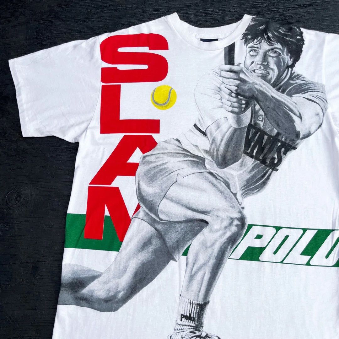 Polo Ralph Lauren Polo Ralph Lauren 1993 Vintage Slam Tennis USA Made T-Shirt Size US XL / EU 56 / 4 - 2 Thumbnail