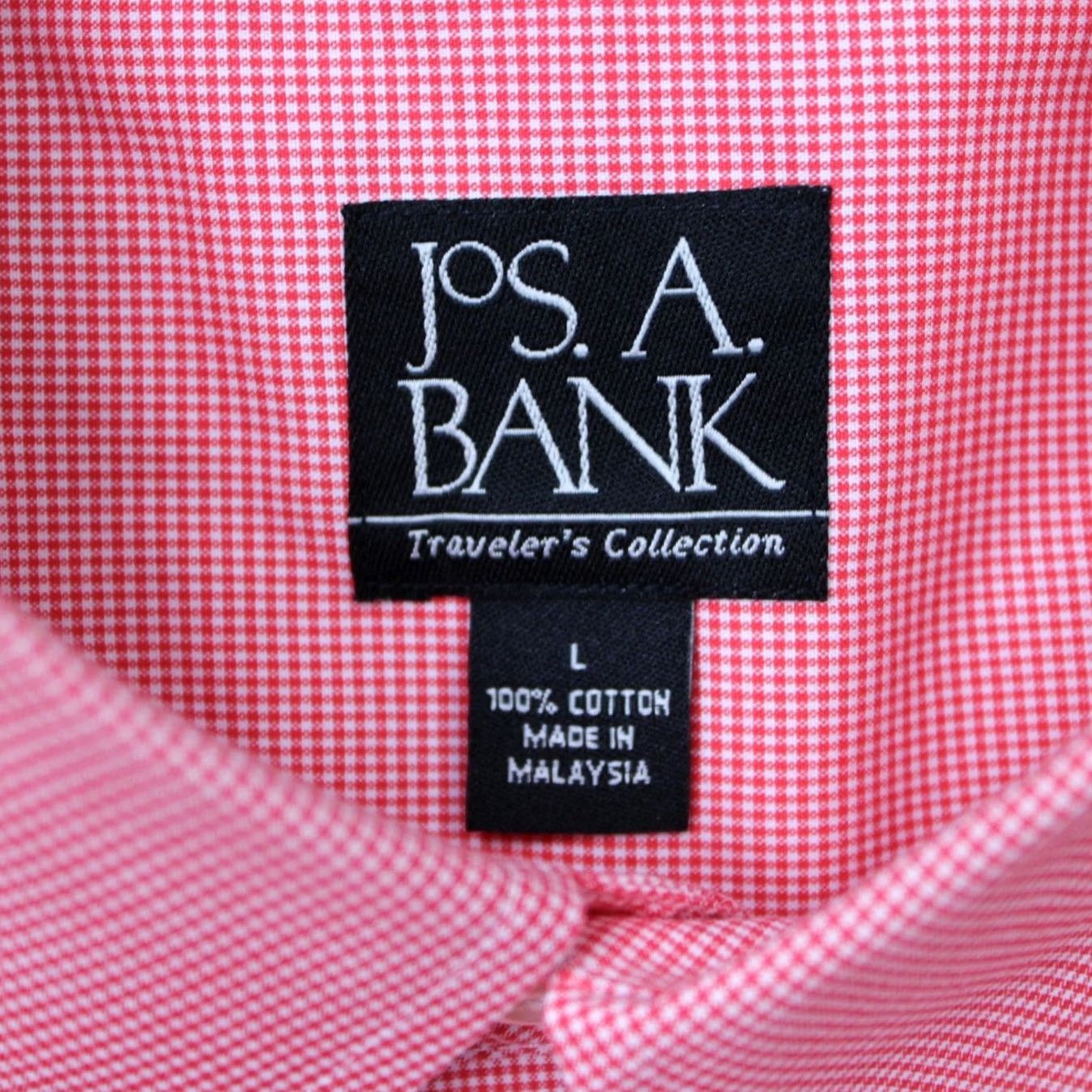 Jos. A. Bank Jos. A. Bank Shirt Mens Large Red/White Check Traveler's Cotton Short Sleeve Size US L / EU 52-54 / 3 - 5 Thumbnail
