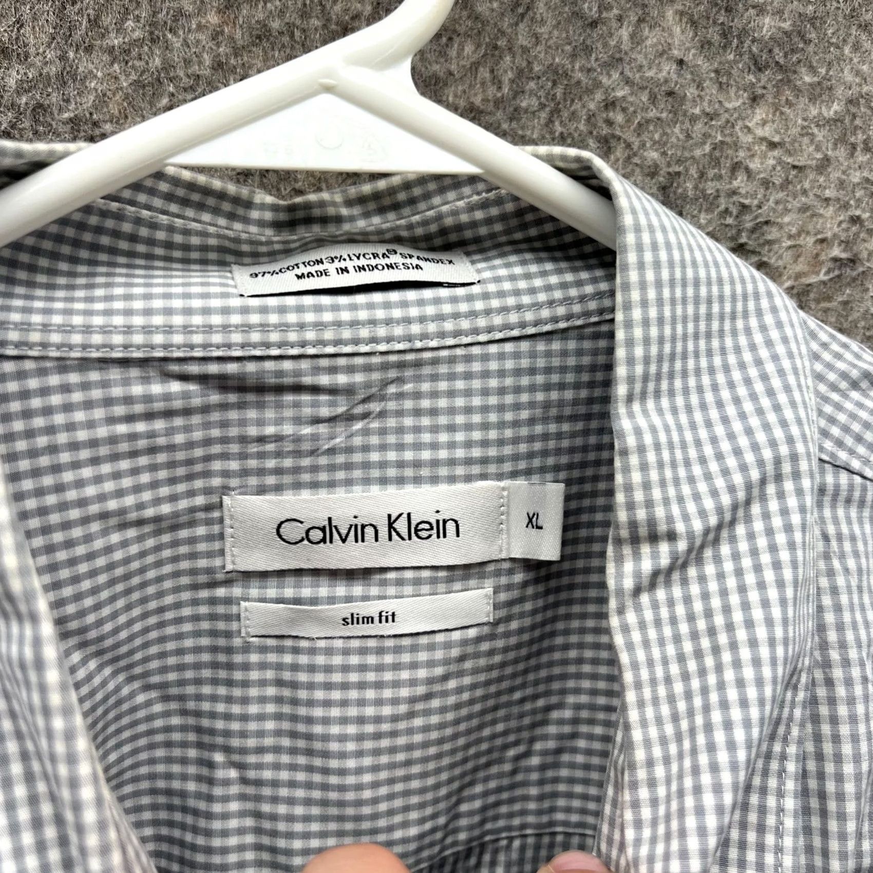 Calvin Klein Calvin Klein Shirt Mens XL Gray Button-Down Gingham Slim Fit Stretch Oxford Button-Up Casual/Workwear Mens XL Gray Calvin Klein Shirt Size US XL / EU 56 / 4 - 3 Thumbnail