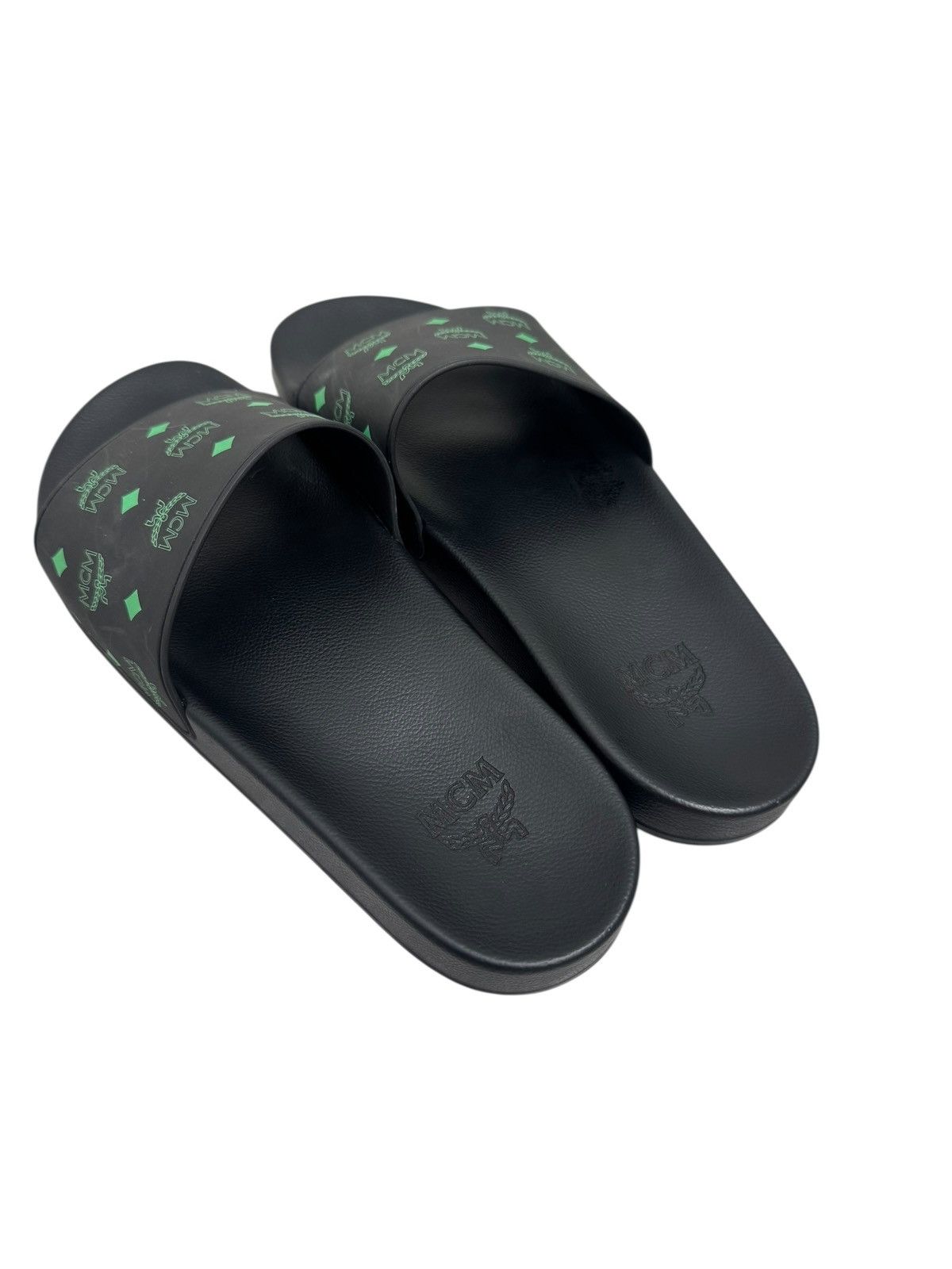 MCM MCM Monogram Print Rubber Slides Black Size US 9 / EU 42 - 2 Thumbnail