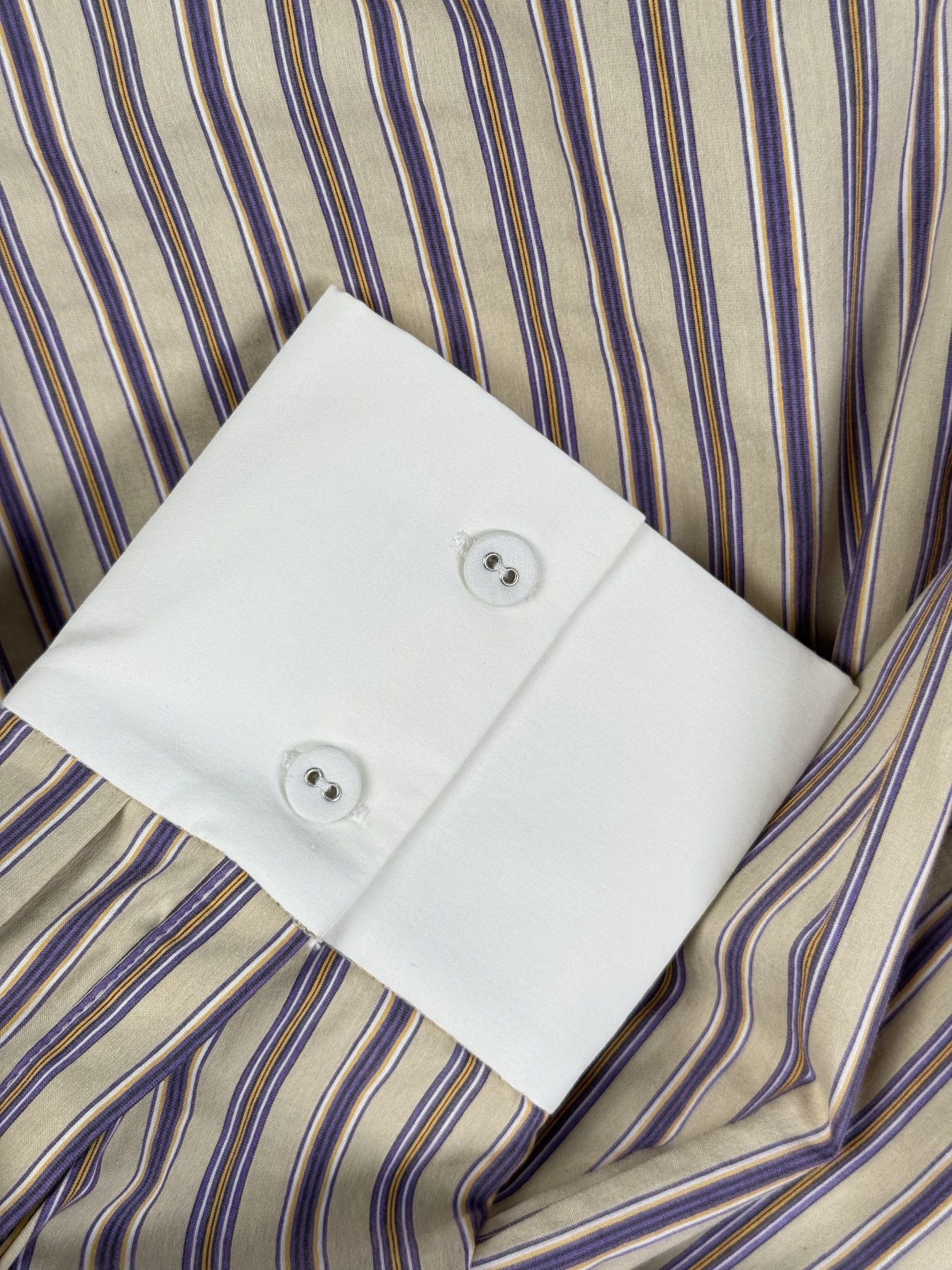 Designer UNWORN* Cut-off Cleric Stripe Button-up Shirt | CALVINLUO Size ONE SIZE - 5 Thumbnail