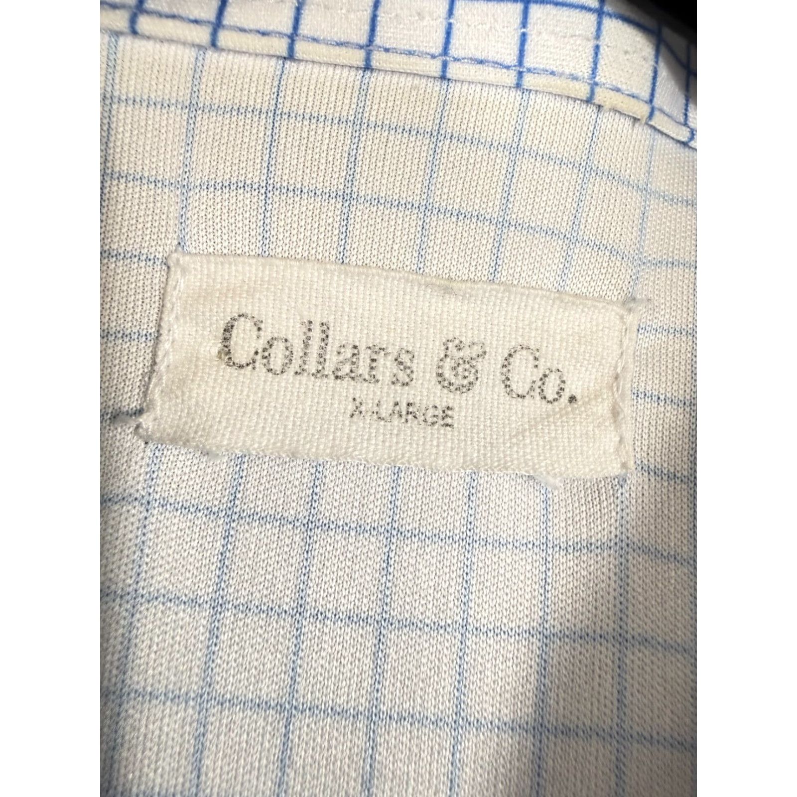 Vintage Collars & Co Shirt Mens XL Blue White Check Dress Collar Polo Short Sleeve Size US XL / EU 56 / 4 - 5 Thumbnail