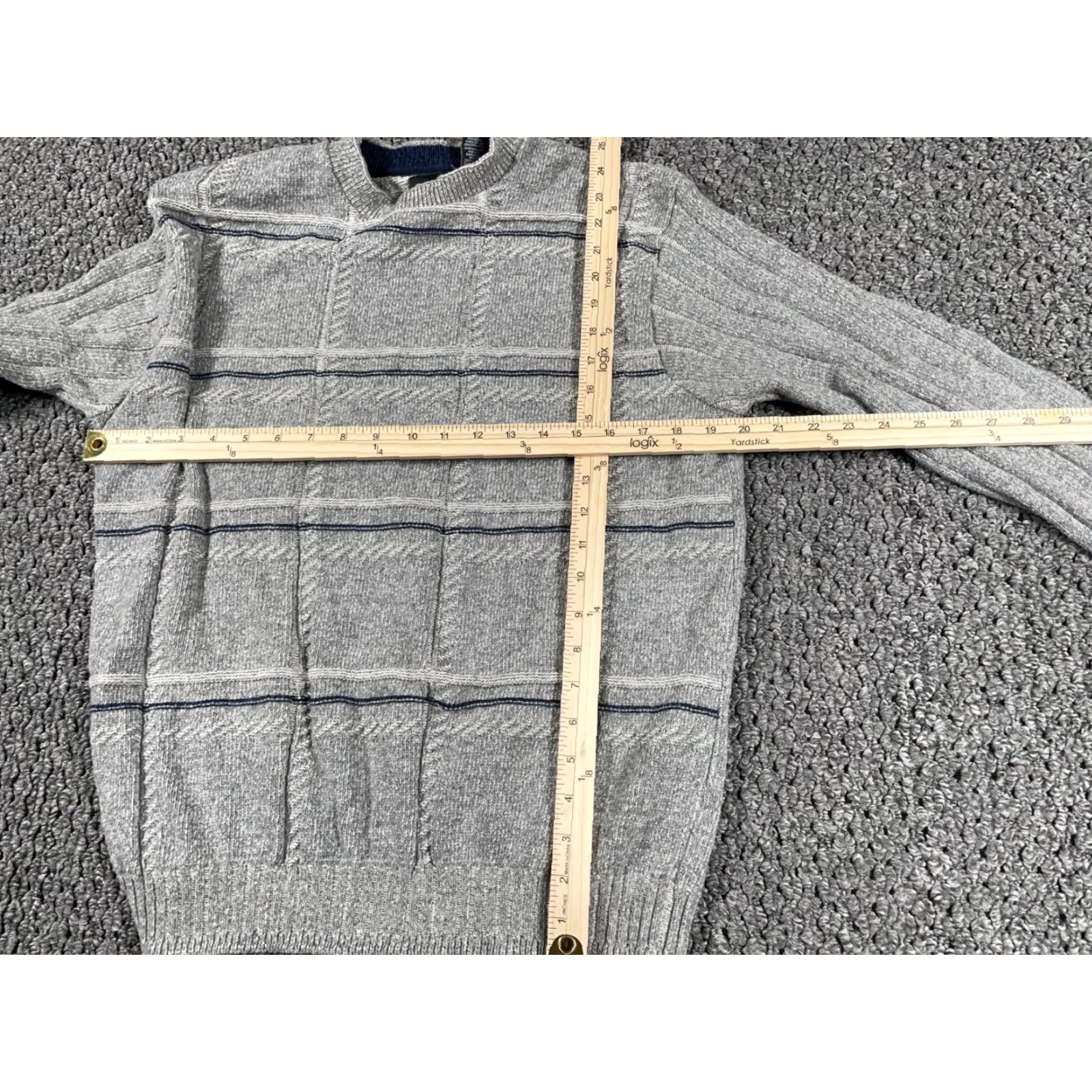 Haggar VINTAGE Haggar Sweater Crewneck Check Pattern Gray Heavyweight Cotton Knit Adult Large Regular Men Size US L / EU 52-54 / 3 - 4 Thumbnail