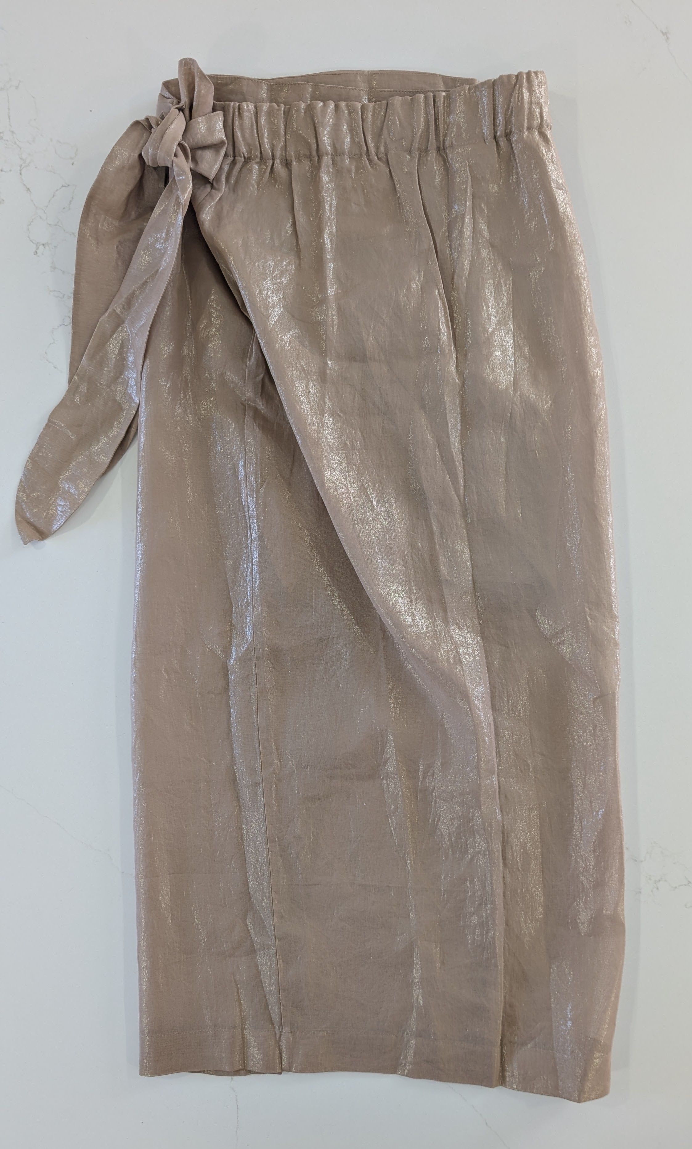 Brunello Cucinelli Brunello Cucinelli Gold Coated Cotton Wrap Skirt IT 38 Size 26" / US 2 / IT 38 - 2 Thumbnail