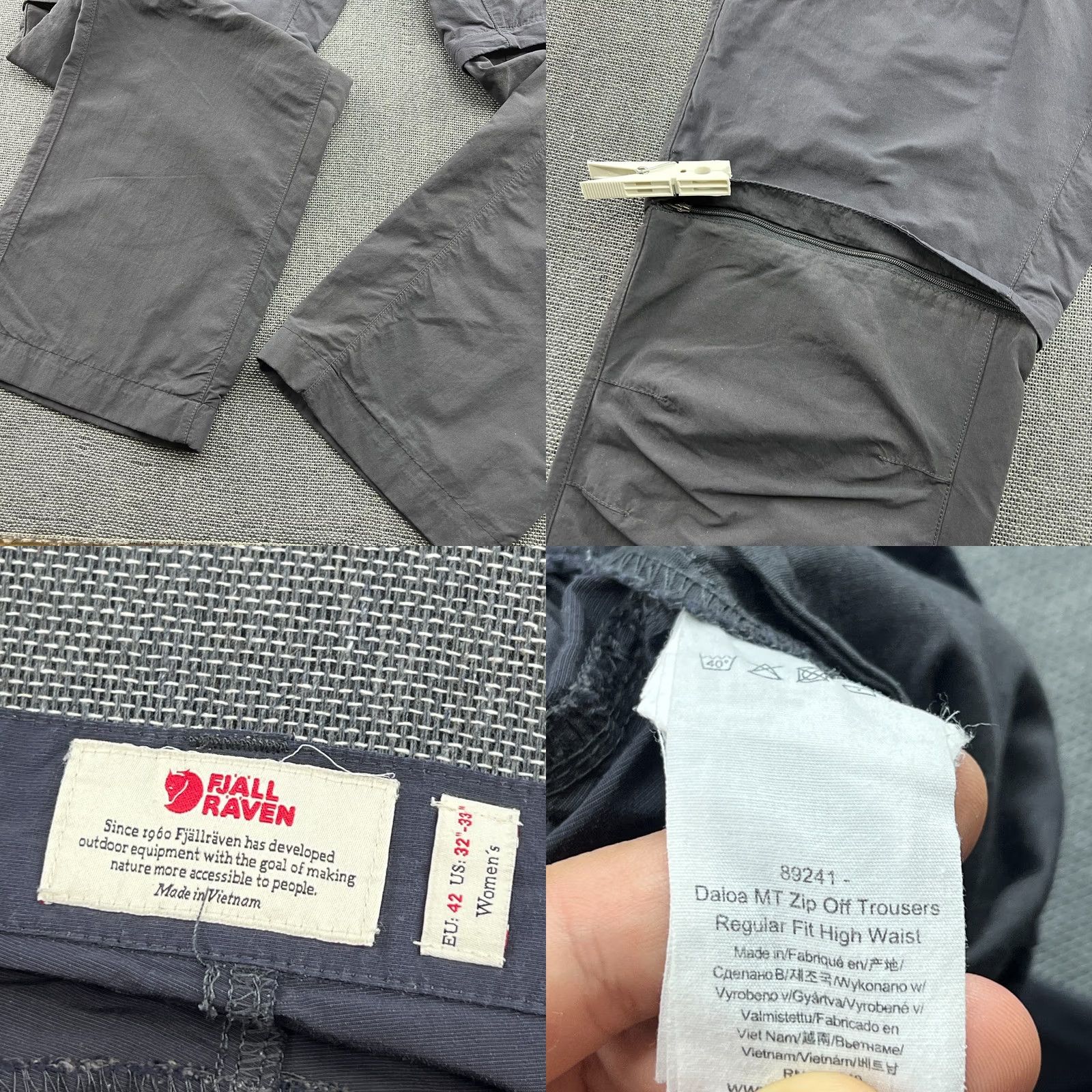 Vintage Fjallraven Daloa MT Zip Off Hiking Trousers Womens 42 Gray 2 in 1 Hiking Clothing Pants Cargo Stretch Regular Casual Travel Womens Size 28" / US 6 / IT 42 - 8 Thumbnail