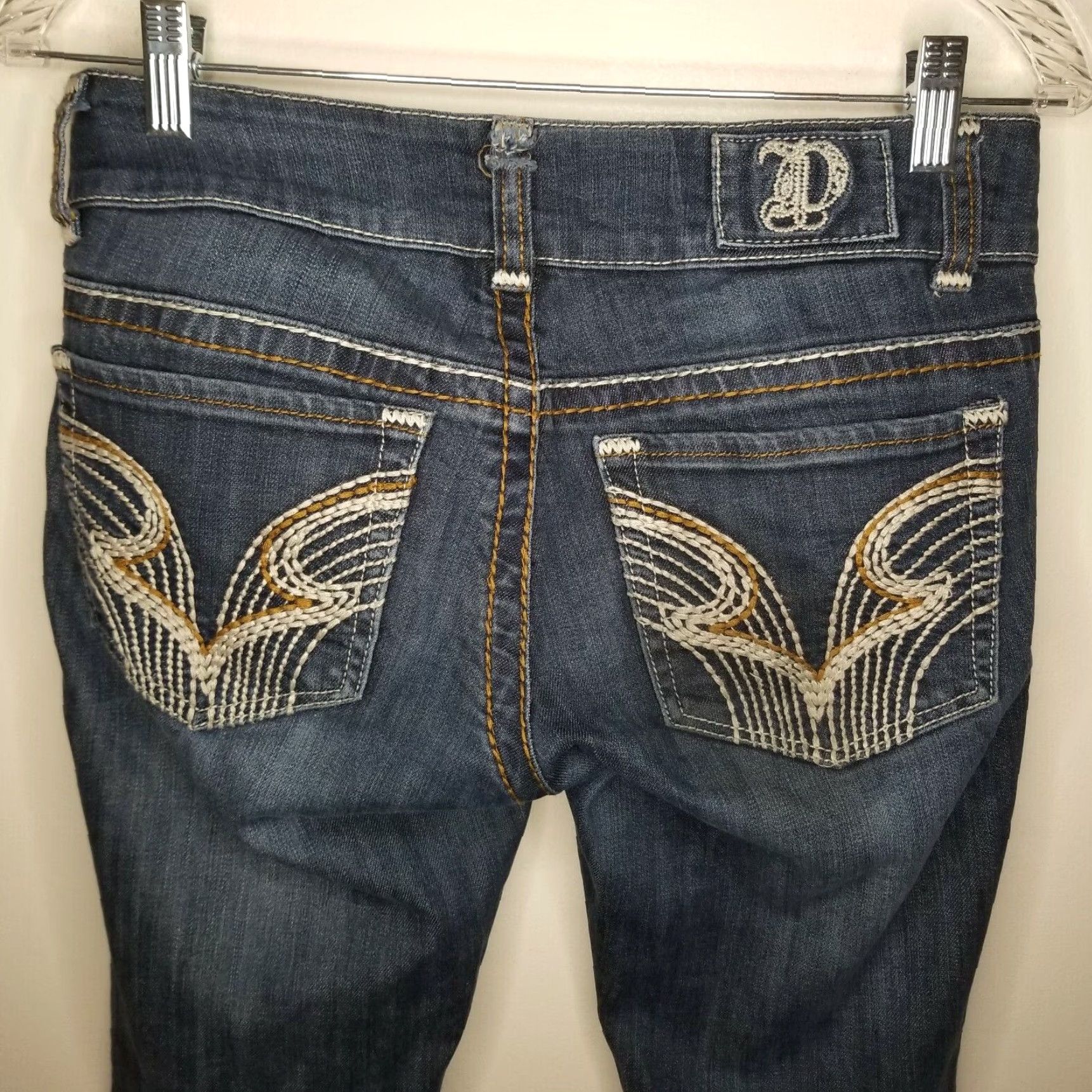 Doublet DOUBLE TAKE Boot Cut Jeans Womens Size 6 Regular Blue Medium Wash Thick Stitch 99% Cotton 1% Spandex Mens? No, Women. Size 28" / US 6 / IT 42 - 5 Thumbnail