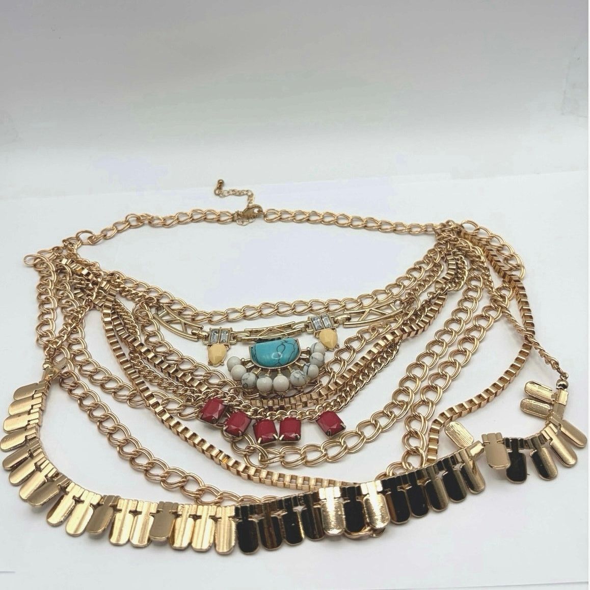 Other Turquoise & Gold Multi Layered Necklace Size ONE SIZE - 1 Thumbnail