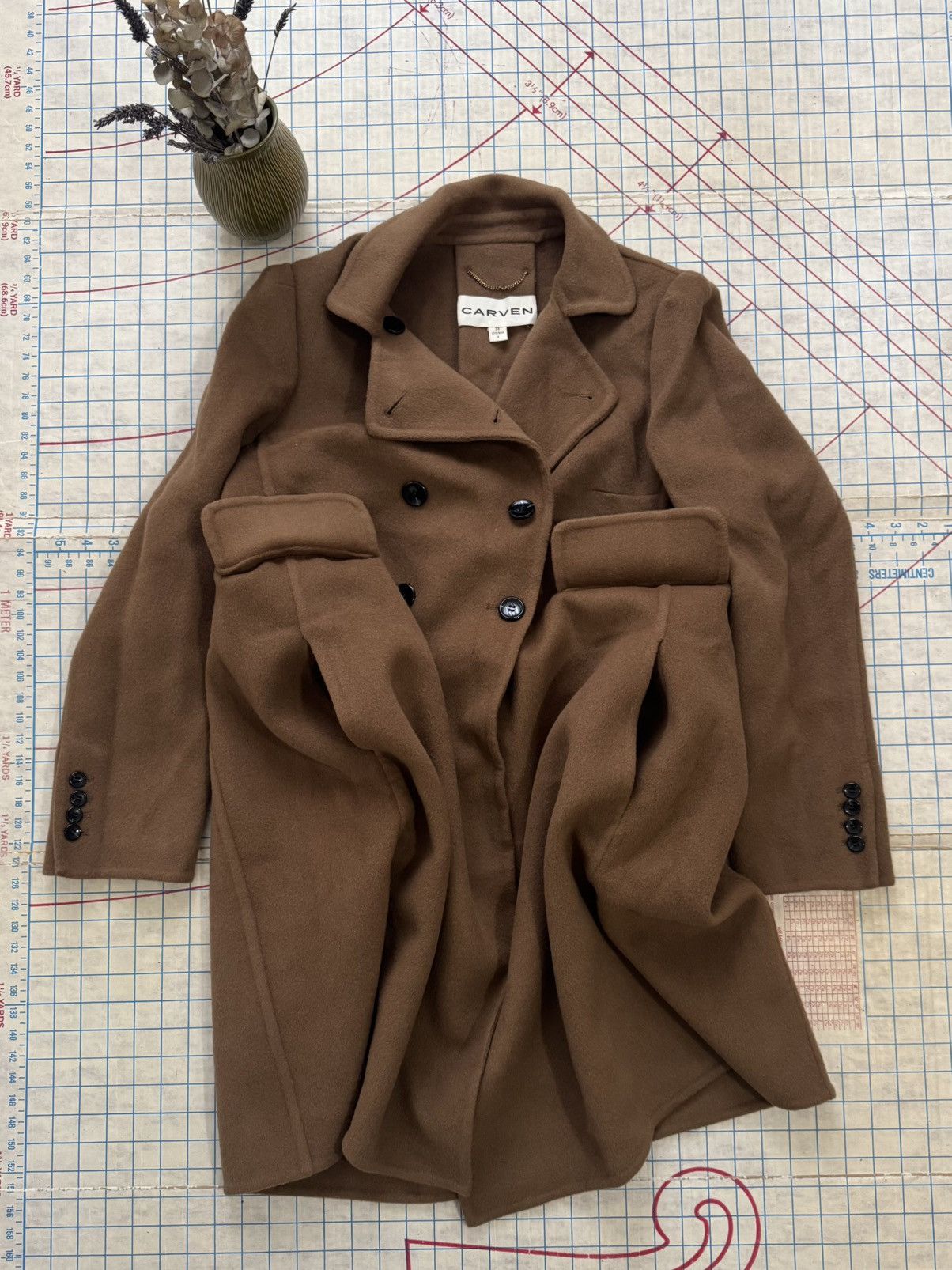 Carven × Designer Carven Women’s Wool Long Coat Brown Size 38 Size S / US 4 / IT 40 - 11 Thumbnail
