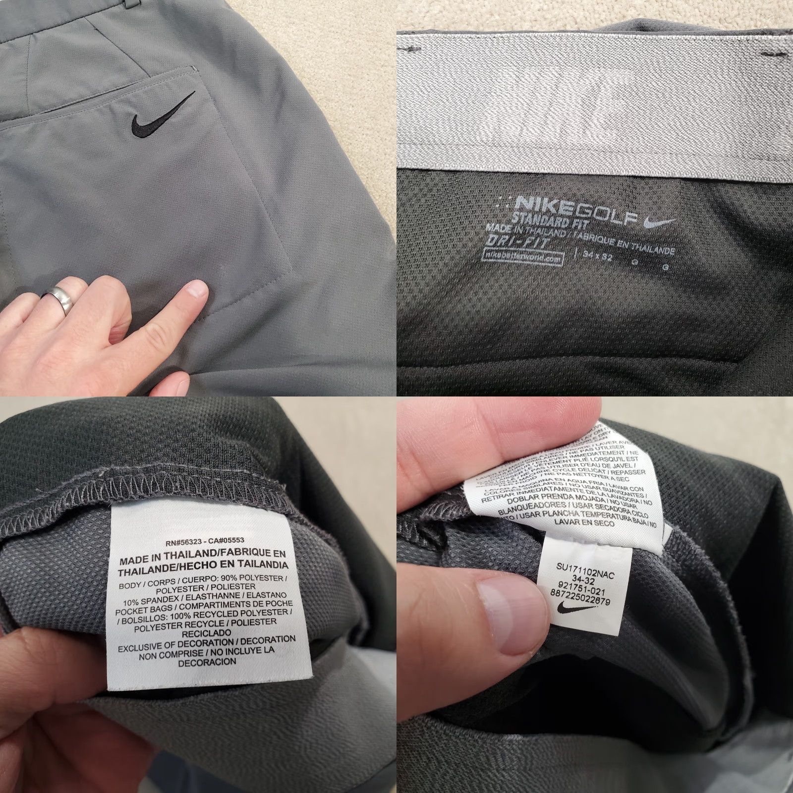 Nike Nike Pants Mens 34x32 Gray Chinos Performance Stretch Lightweight 921751 021 Size US 34 / EU 50 - 9 Thumbnail