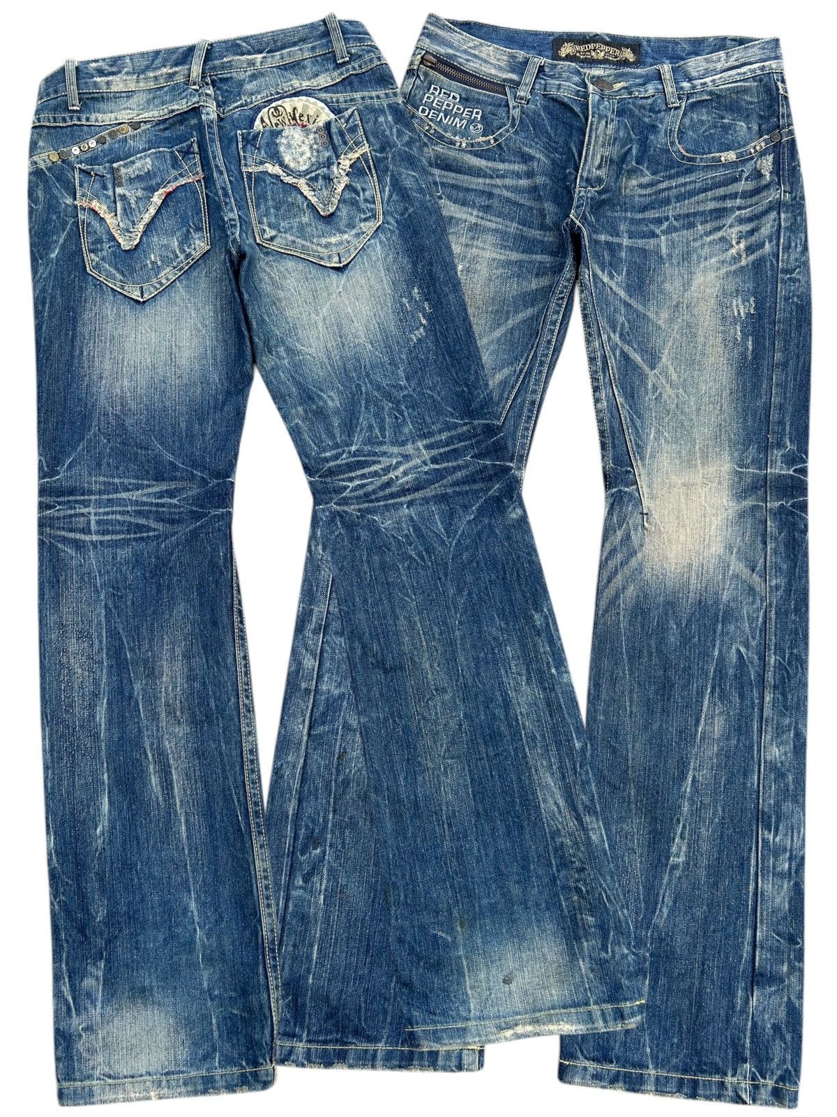 Kapital RED PEPPER GOLD LABEL PUNK DISTRESSED DENIM JEANS Size US 35 - 1 Thumbnail