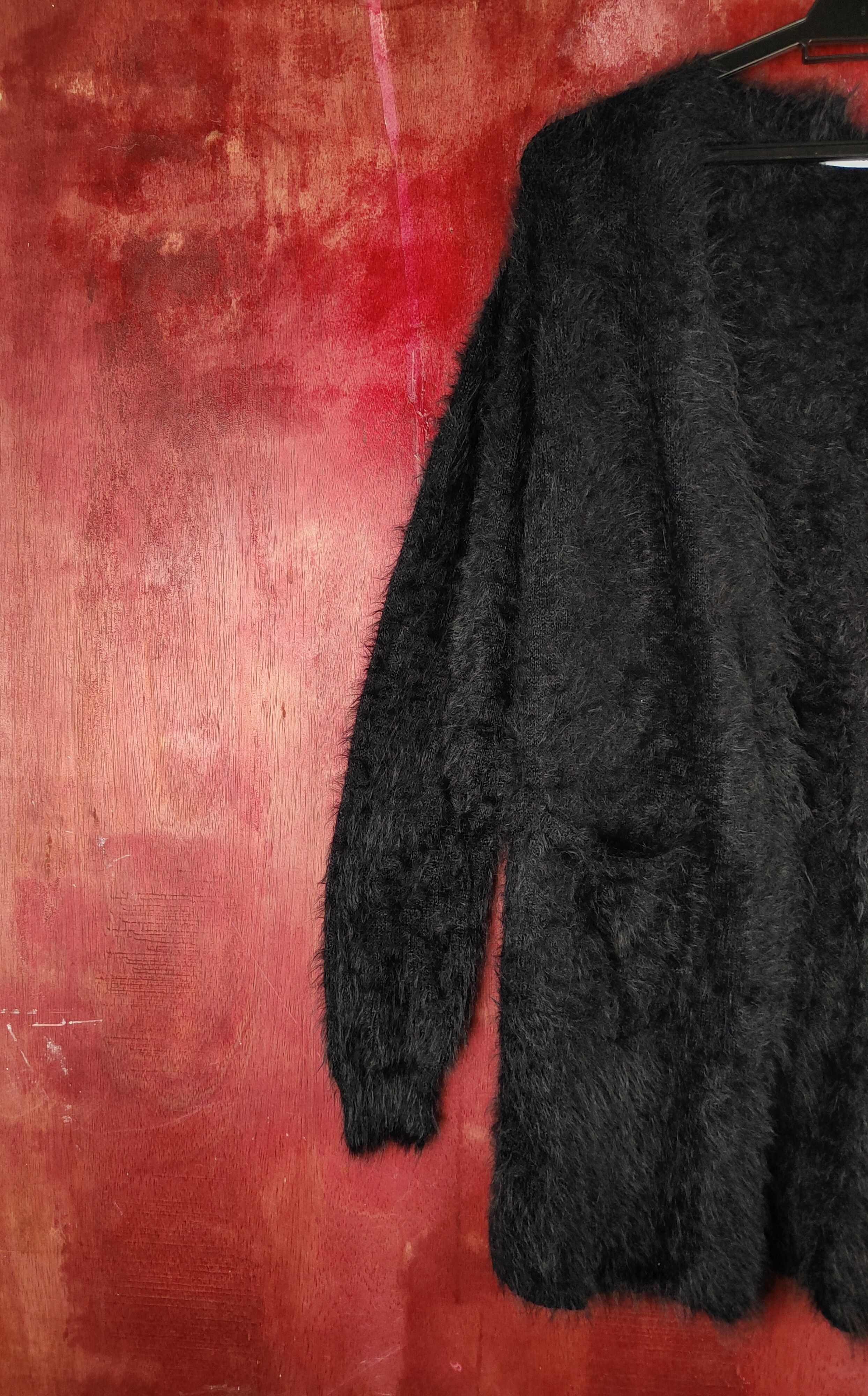 Vintage Ray Cassin Favori Black Fur Mohair Knitwear Cardigan Size M / US 6-8 / IT 42-44 - 3 Thumbnail