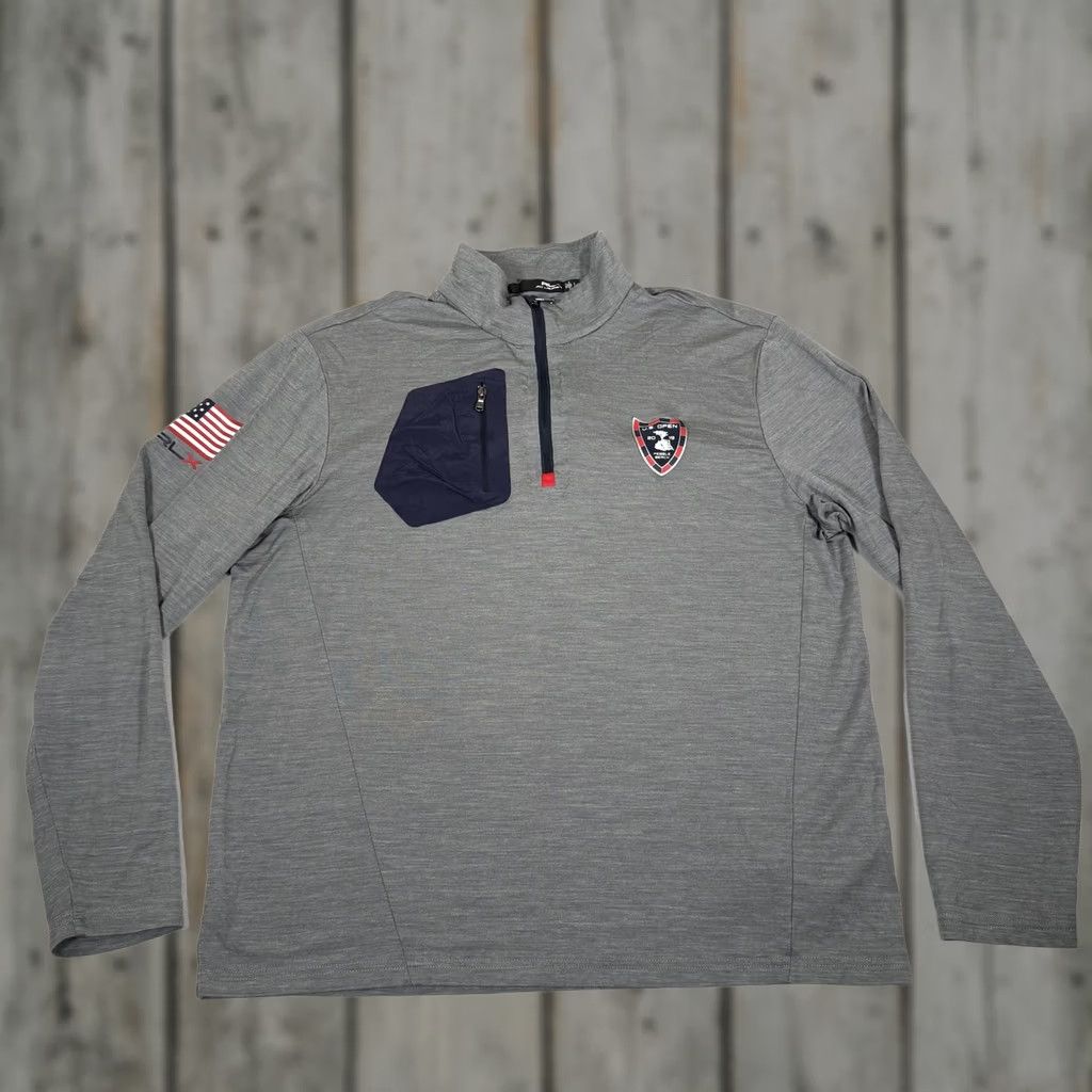 RLX Ralph Lauren RLX Ralph Lauren Shirt Men Large Gray Merino Wool Blend US Open Pebble Beach 1/4 Golf Jacket Size US L / EU 52-54 / 3 - 1 Thumbnail