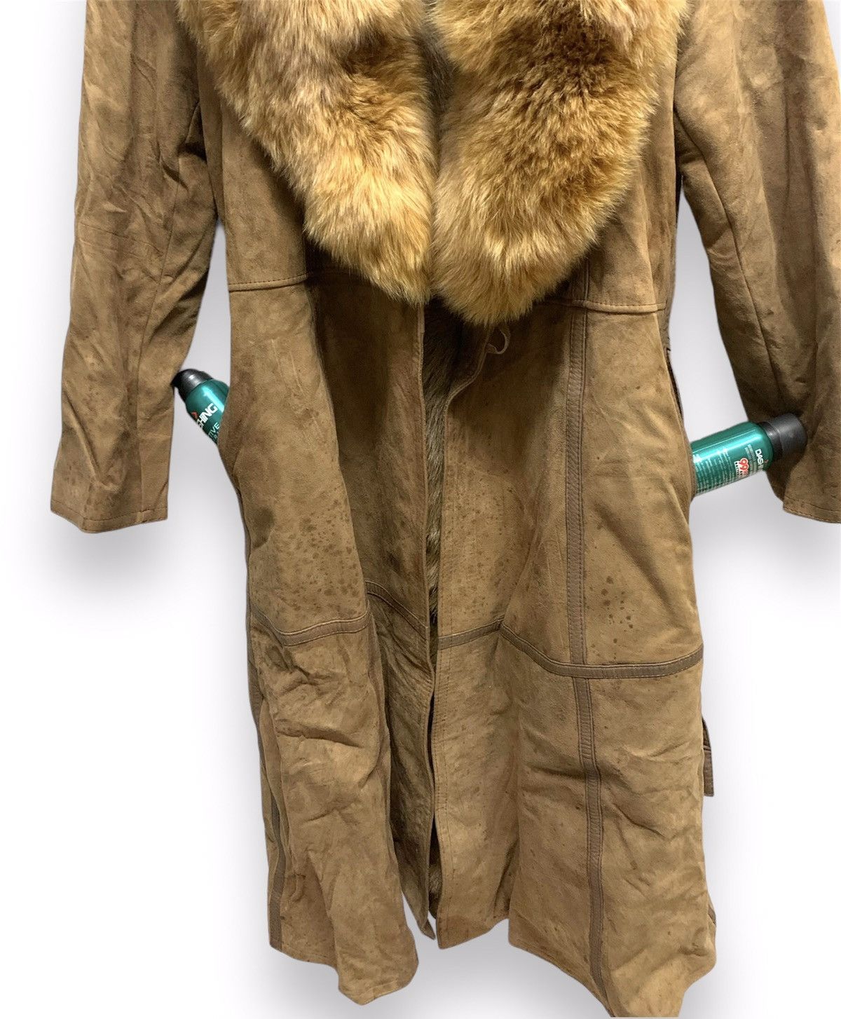 Leather Vintage Mink Fur Collar Leather Long Coat Size L Size US L / EU 52-54 / 3 - 16 Thumbnail