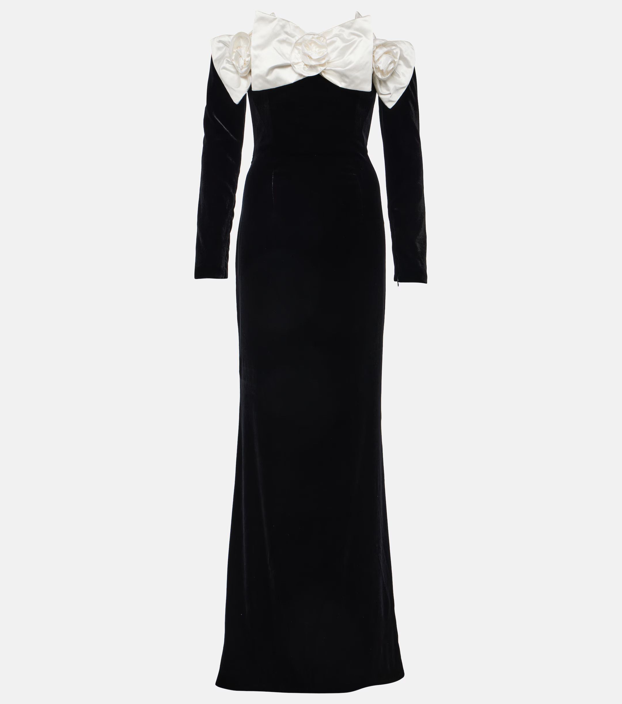 Alessandra Rich o1s22i1n0225 Maxi Velvet Dress in Black Size M / US 6-8 / IT 42-44 - 1 Thumbnail