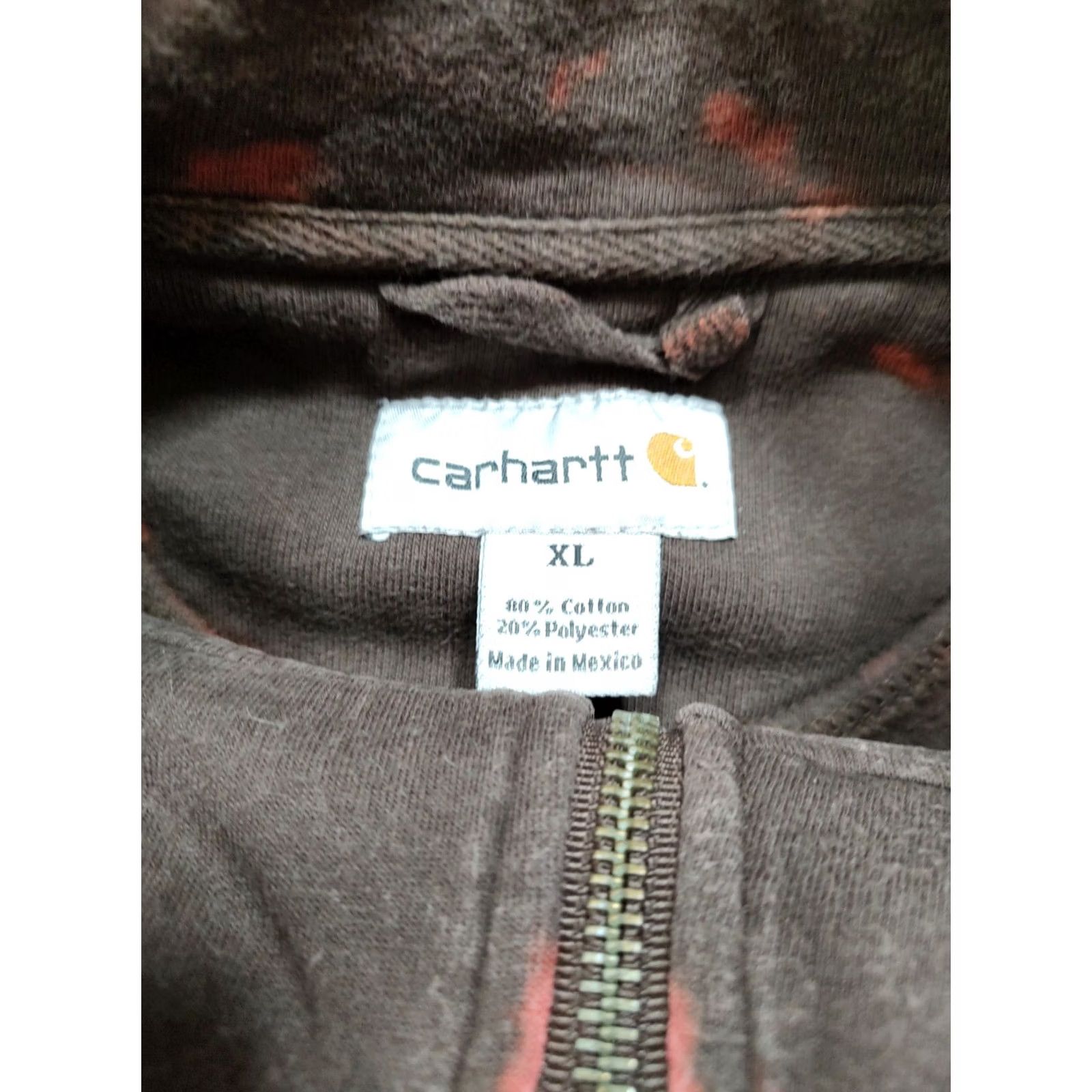 Carhartt VINTAGE Carhartt Mens XL Dark Brown 1/4 Zip Sweatshirt Acid Wash Tie Dye KnD Logo Pullover Shirt Size US XL / EU 56 / 4 - 5 Thumbnail