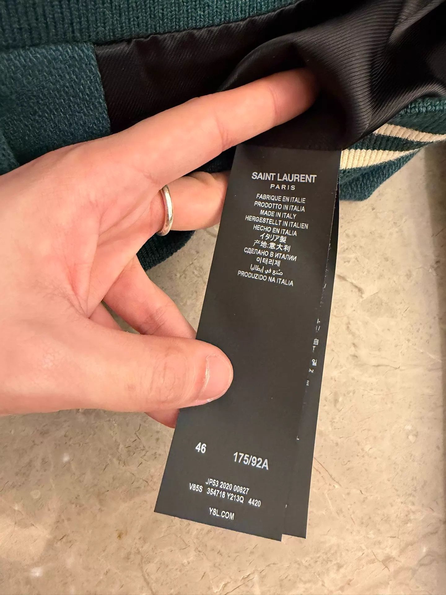 Saint Laurent Paris Saint Laurent Deep Green Wool Leather Baseball Jacket 46 Size US S / EU 44-46 / 1 - 8 Thumbnail