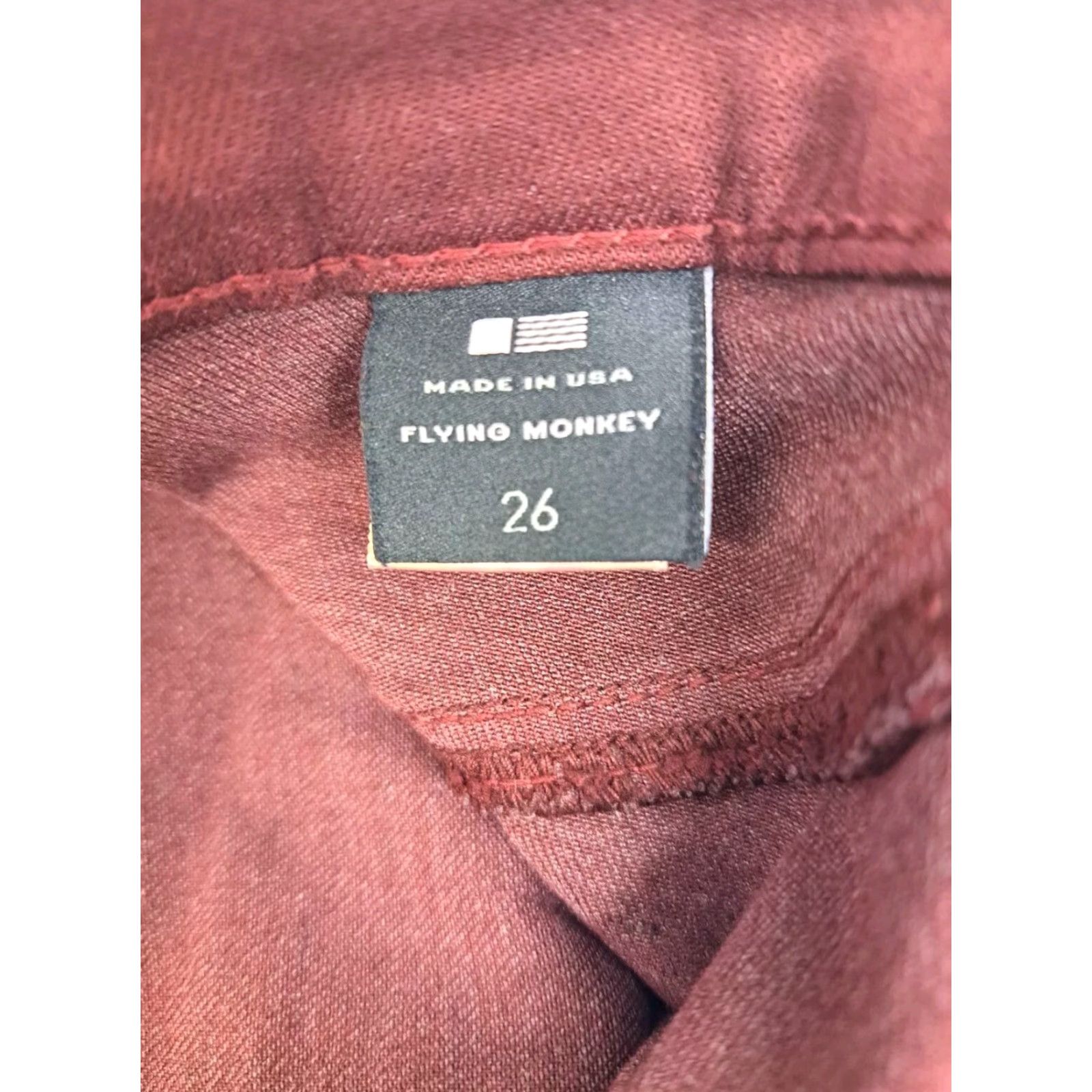Vintage NWT Flying Monkey Womens Burgundy Jeans Size 26 Regular Inseam 31 Inseam Straight Denim Stretch Pockets Zipper Button Logo Vintage No Size 26" / US 2 / IT 38 - 2 Thumbnail