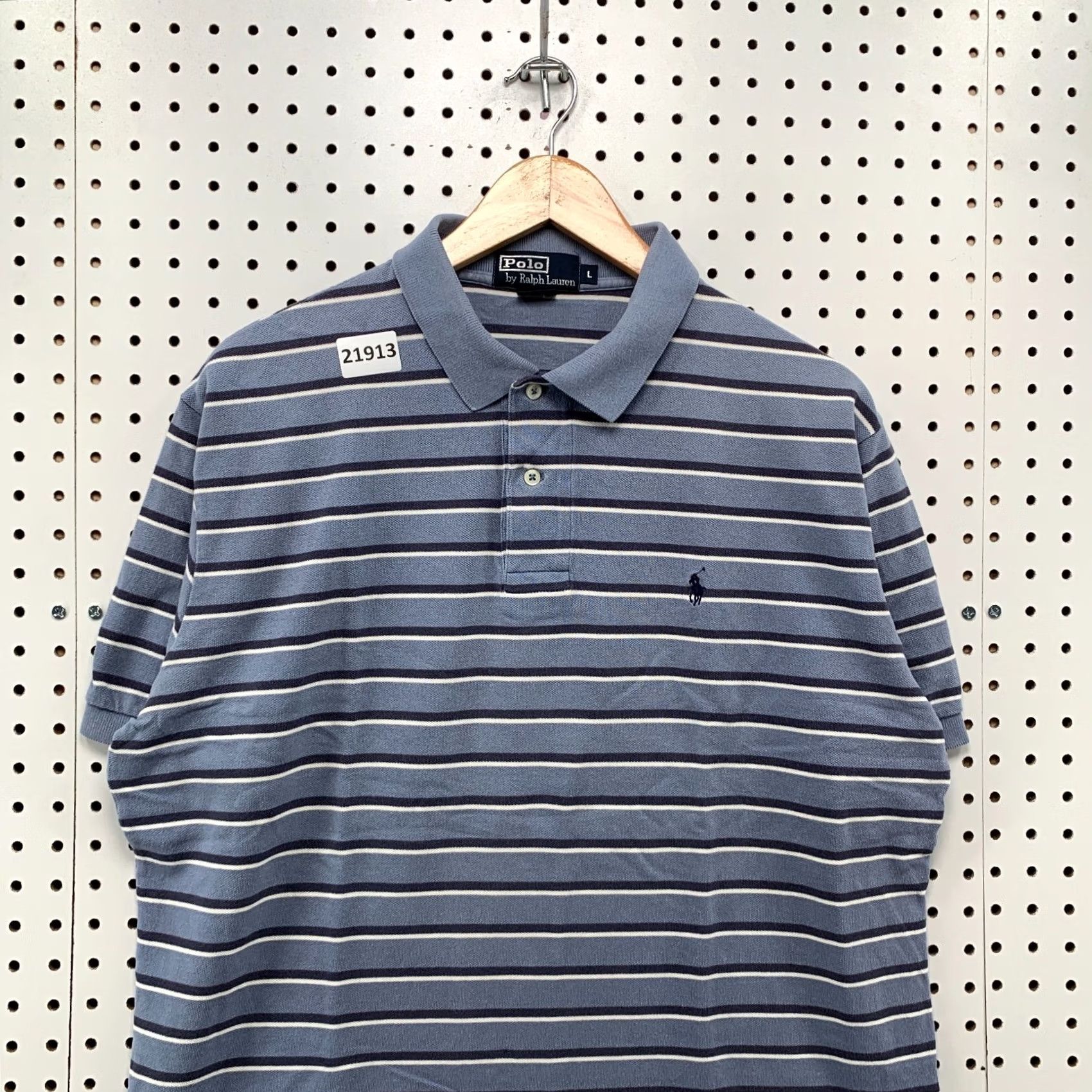 Polo Ralph Lauren Polo Ralph Lauren Polo Shirt Blue White Striped Pony Mens Large Size US L / EU 52-54 / 3 - 2 Thumbnail