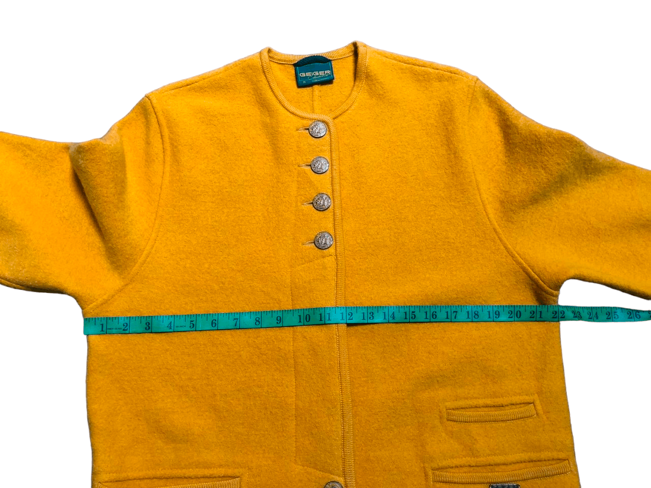 Kurt Geiger Vintage Geiger Wool Yellow Button Jacket Size M / US 6-8 / IT 42-44 - 14 Thumbnail