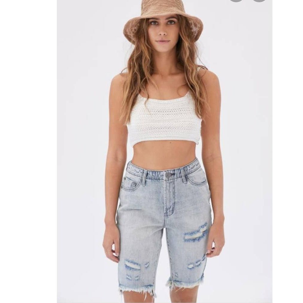 One Teaspoon New UO One Teaspoon Salty Dog Cutoff Trucker Shorts Sz 26 Size 26" / US 2 / IT 38 - 3 Thumbnail