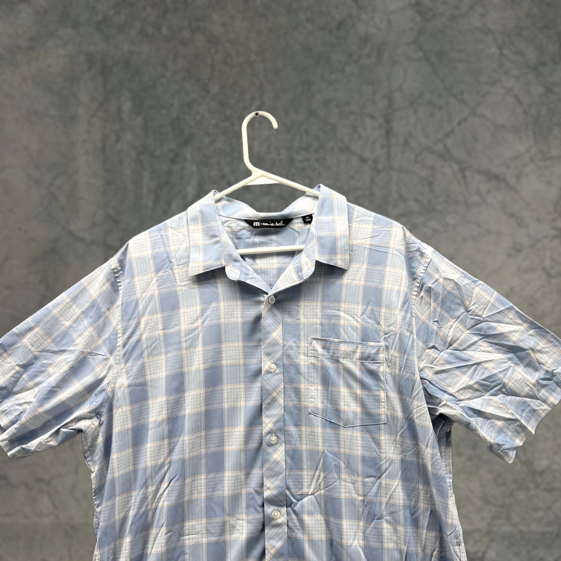 TravisMathew Travis Mathew Shirt Men XXL Plaid Blue Button-Down Nylon Spandex Preppy Casual Button-Up Size US XXL / EU 58 / 5 - 1 Thumbnail