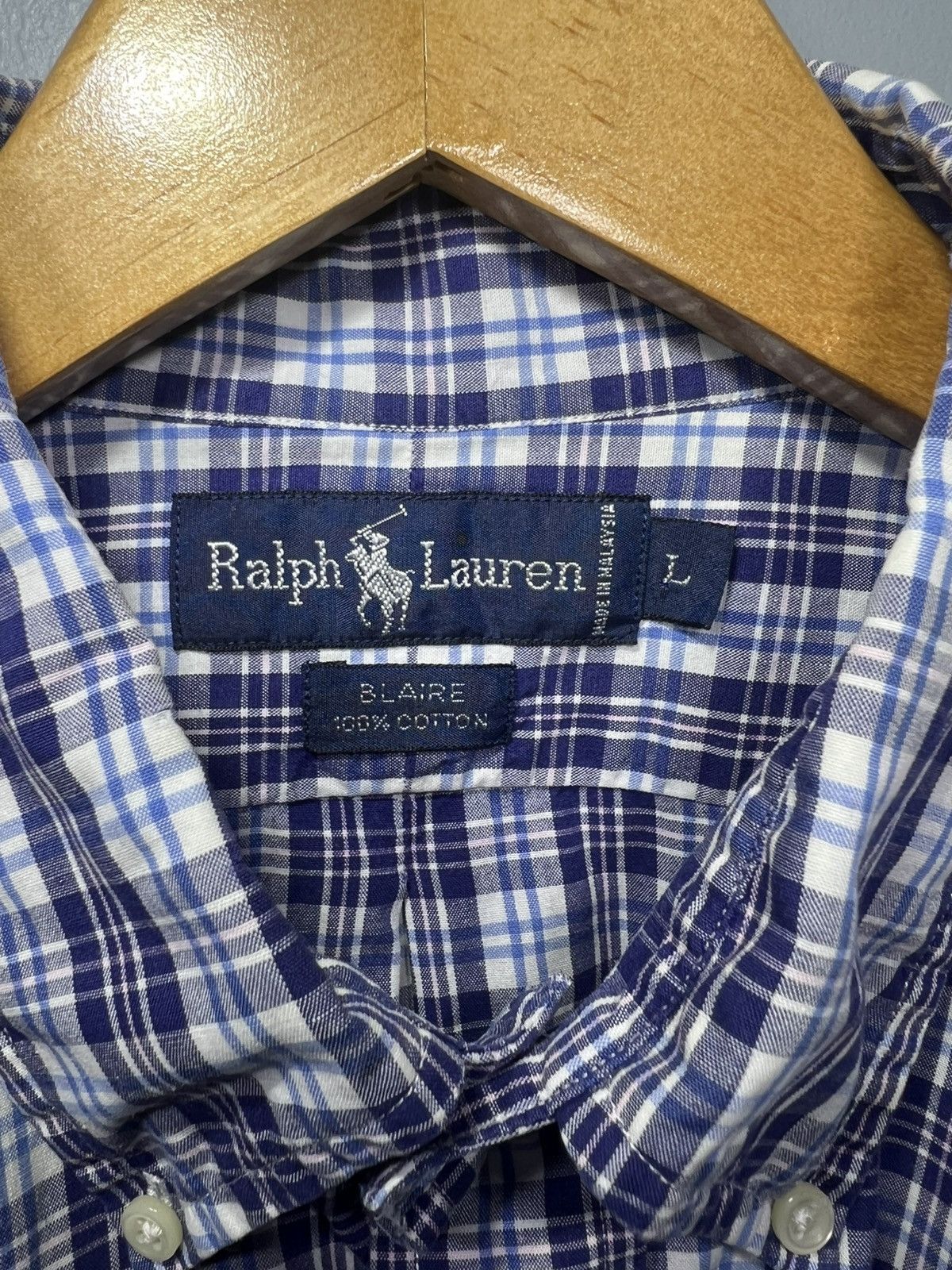 Polo Ralph Lauren Polo Ralph Lauren Blue Plaid Blaire Shirt Sz Large Button Size US L / EU 52-54 / 3 - 3 Thumbnail