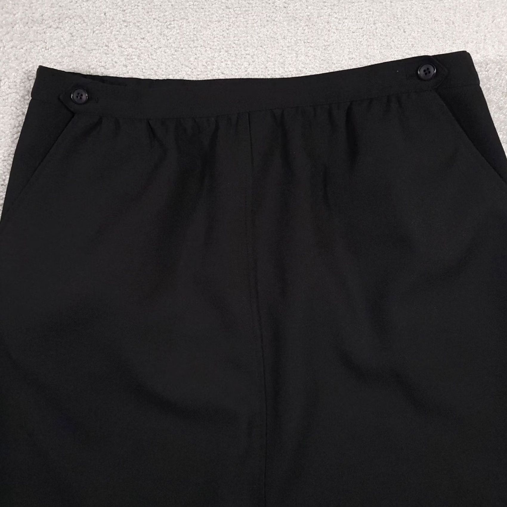 Vintage VINTAGE Haberdashery Skirt A-Line Midi Black 16 Women USA Union Made Button Elastic Waist Size 38" / US 16 / IT 52 - 3 Thumbnail