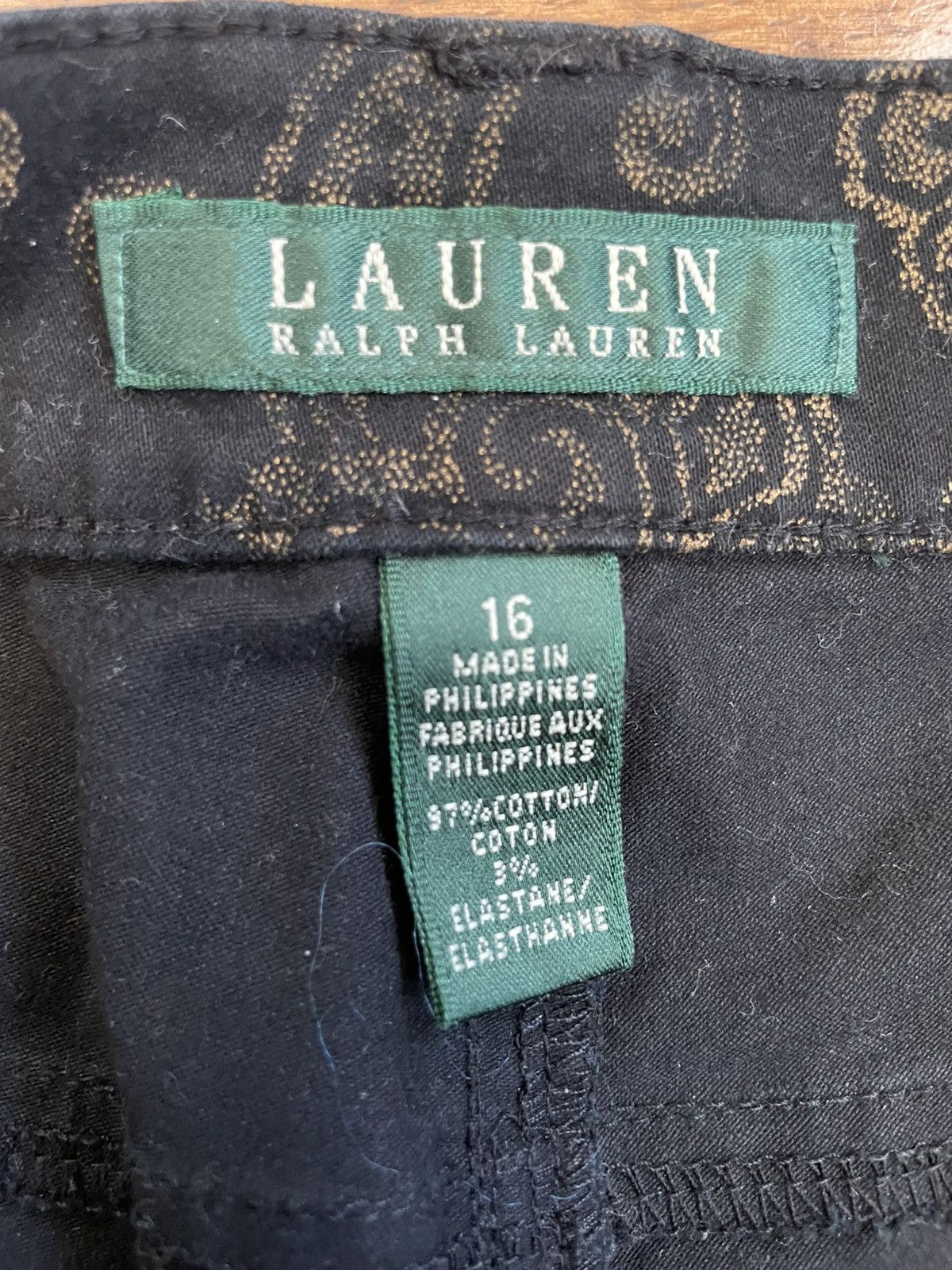 Lauren Ralph Lauren Women’s Black & gold printed velvet textured pants Size 38" / US 16 / IT 52 - 3 Thumbnail