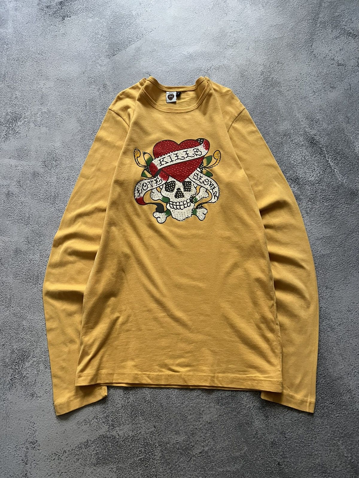 Christian Audigier × Ed Hardy × Vintage Vintage Y2k Skull ☠️❤️‍🩹 Ed Hardy Long Sleeve 00’s Size L / US 10 / IT 46 - 3 Thumbnail