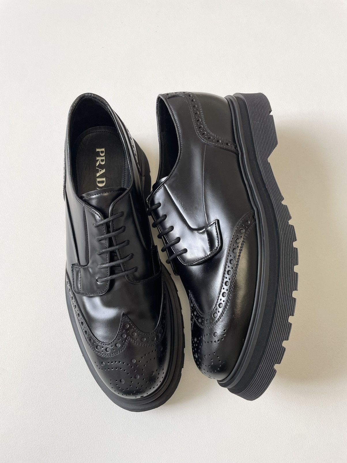 Prada A/W 19 Spazzolato Leather Brogue Shoes Size US 10 / EU 43 - 20 Thumbnail