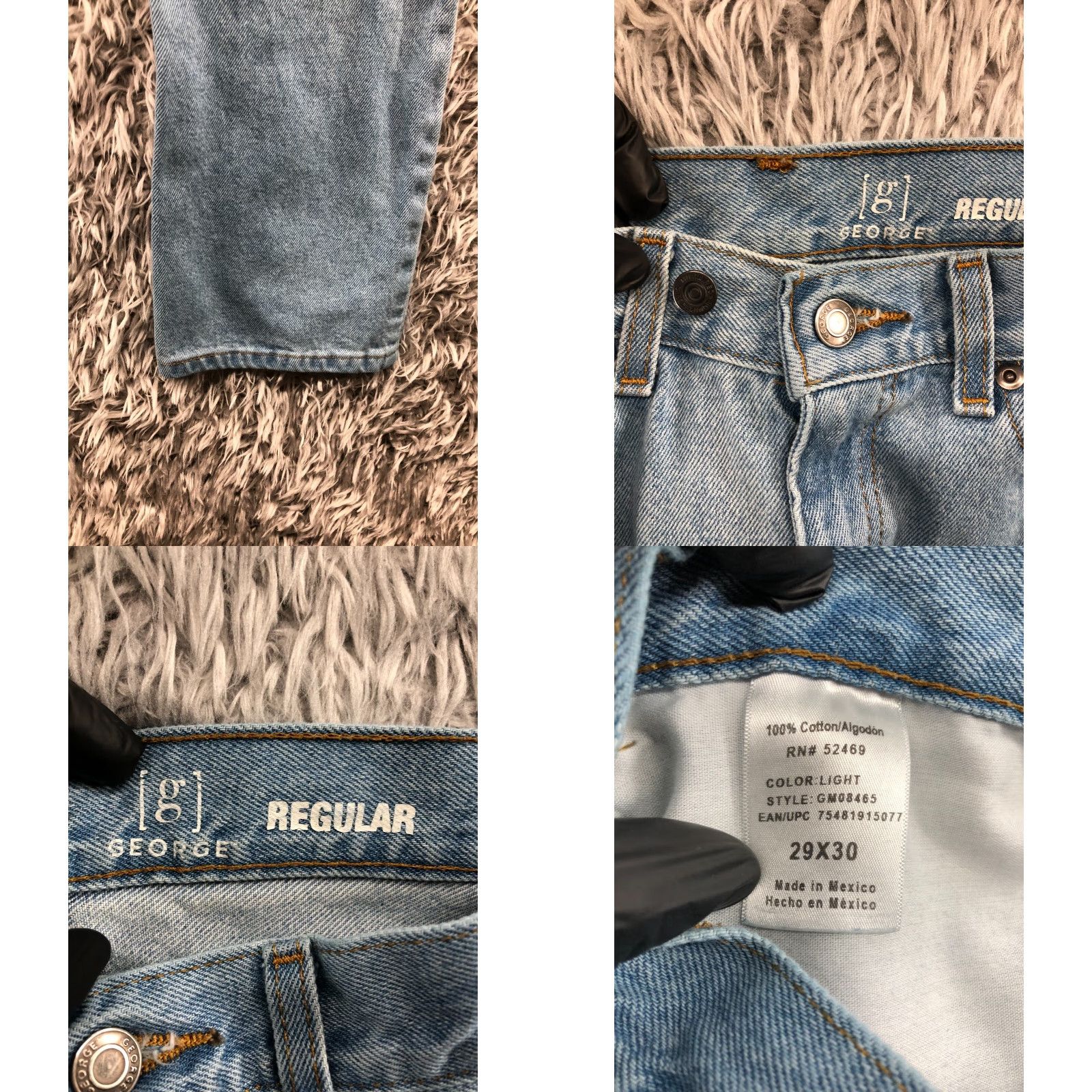 George George Jeans Mens 29x30 Regular Mid Stone Blue 5-Pocket Denim Straight Blah Size US 29 - 8 Thumbnail