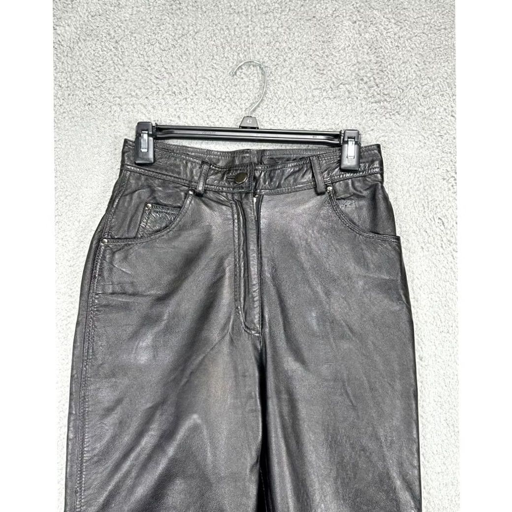Vintage Wilsons Leather Pants Womens 6 Black Leather Straight Leg Casual Pockets Preppy Ladies Size 28" / US 6 / IT 42 - 4 Thumbnail