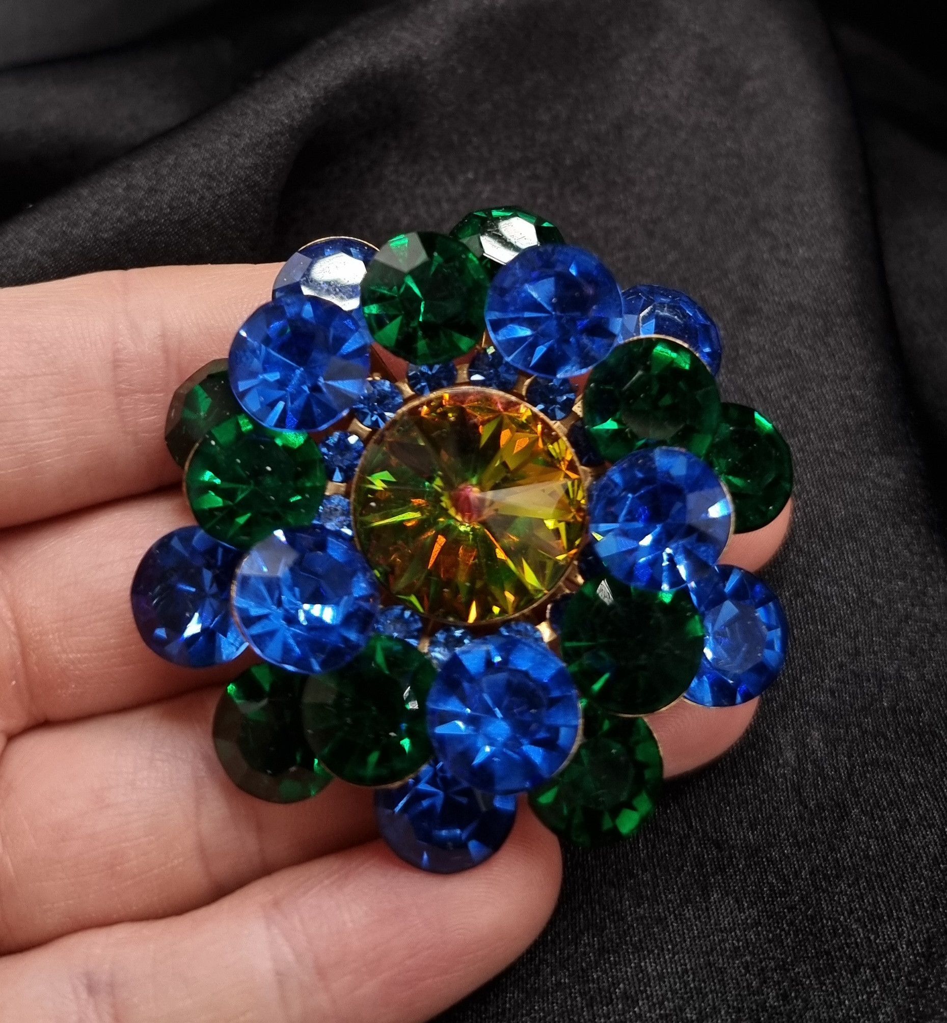 Vintage Vintage Gold-Tone Statement Brooch With Blue Green & Multico Size ONE SIZE - 4 Thumbnail