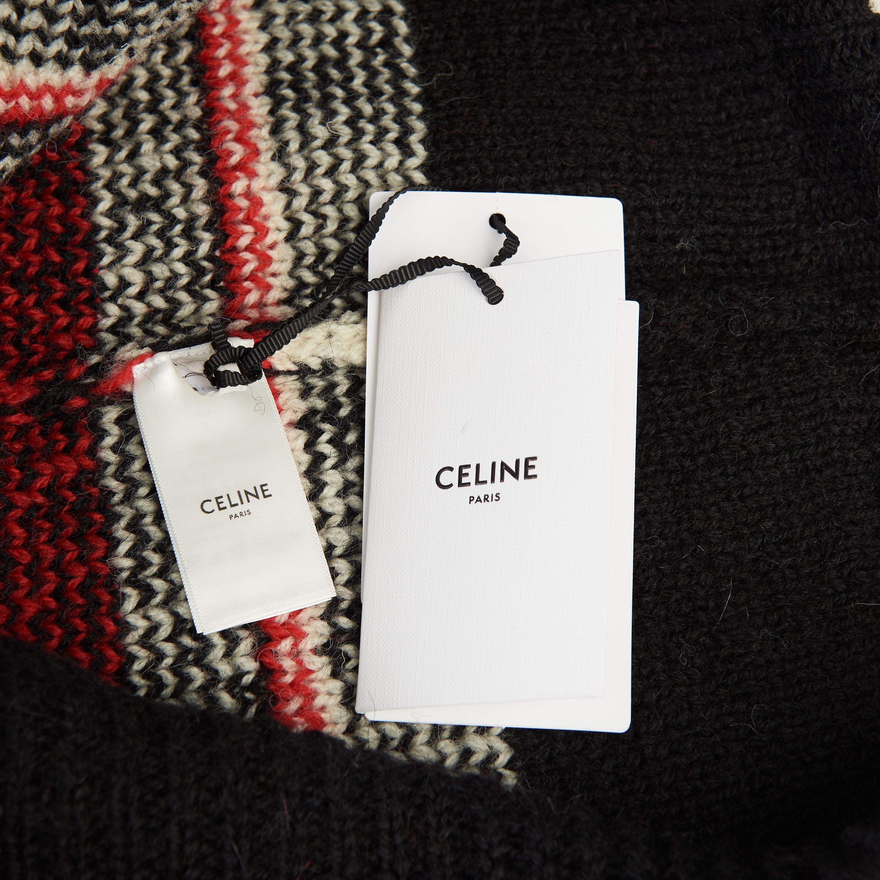 Celine Boxy Crew Neck Sweater In Snowflake Jacquard Wool Size US M / EU 48-50 / 2 - 11 Thumbnail