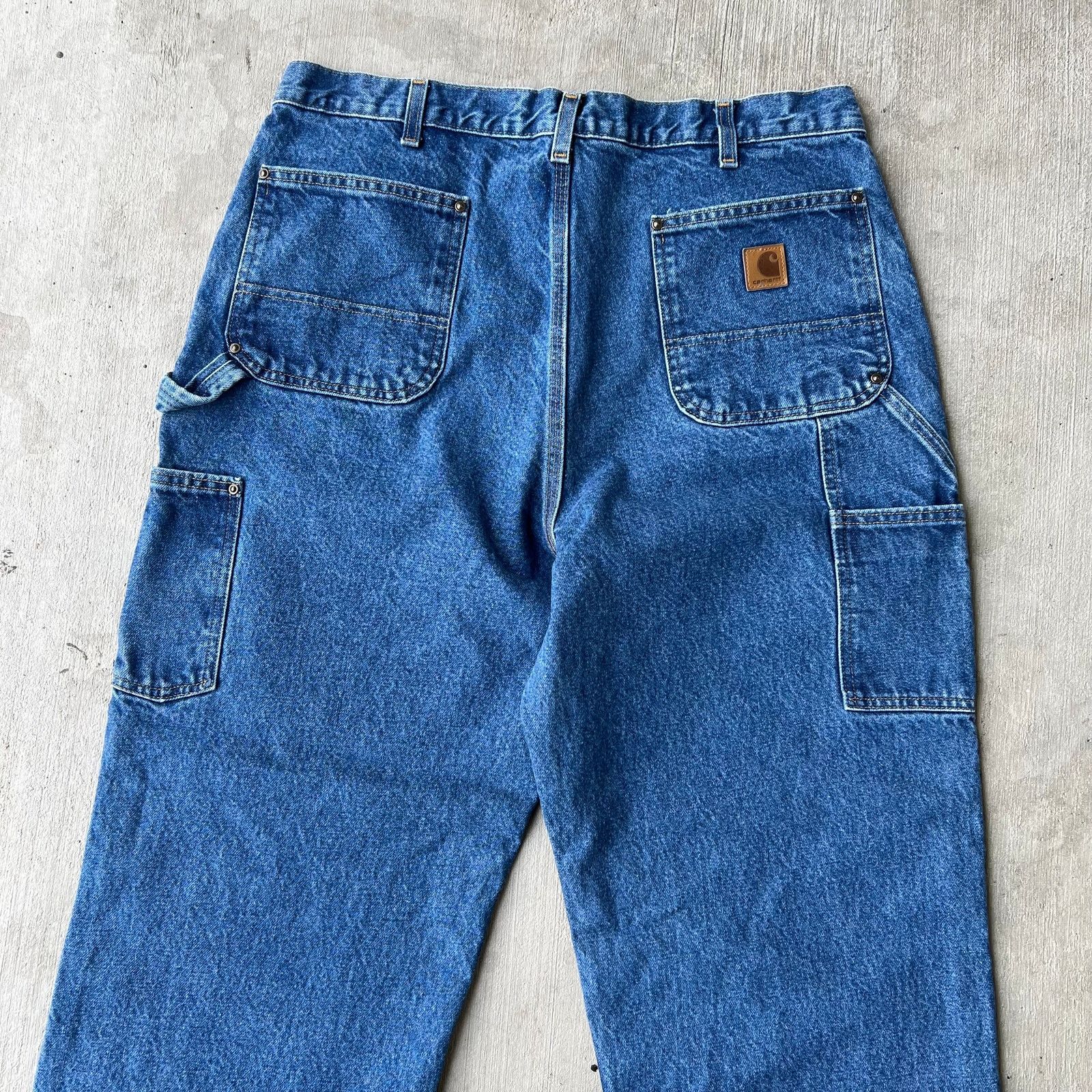 Carhartt × Vintage Carhartt blue denim jeans double knee work carpenter pants Size US 36 / EU 52 - 6 Thumbnail