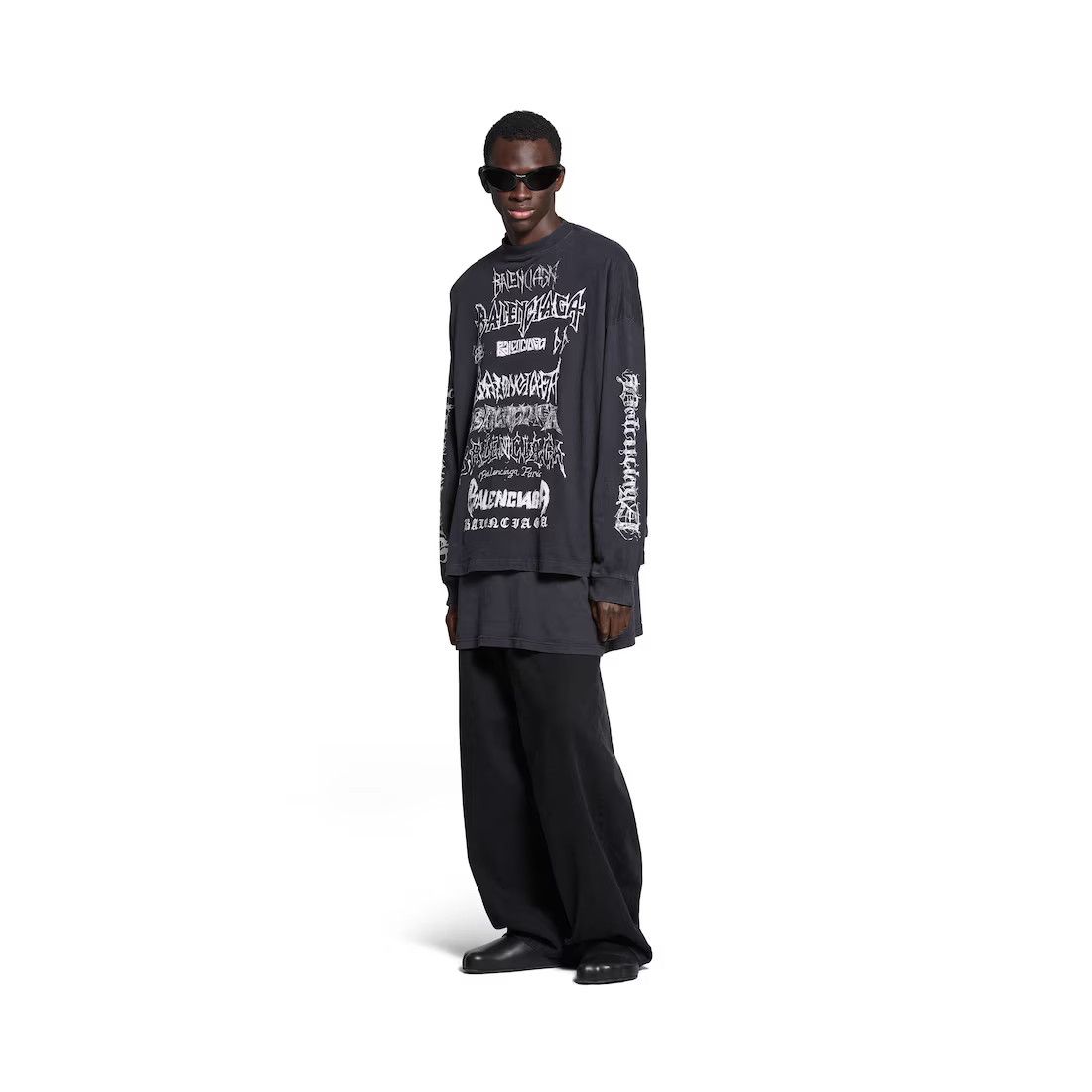 Balenciaga o1tr1nto0725 DIY Metal Long Sleeve T-Shirt Medium Fit Black Size US L / EU 52-54 / 3 - 1 Thumbnail
