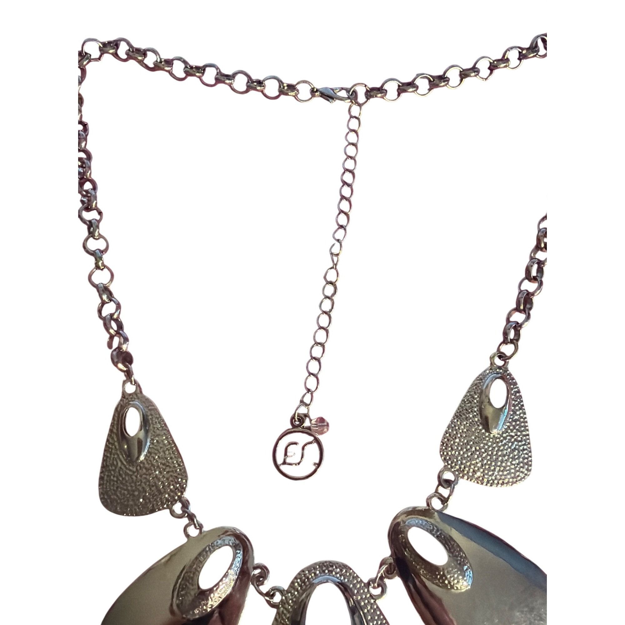 Other Vtg Erica Lyons Silver Tone Bib Necklace Teardrop Textured D Size ONE SIZE - 4 Thumbnail