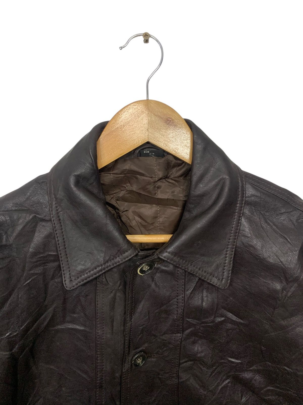 Leather Vintage 90's Dark Brown Shlendid Button Up Leather Jacket Size US S / EU 44-46 / 1 - 8 Thumbnail