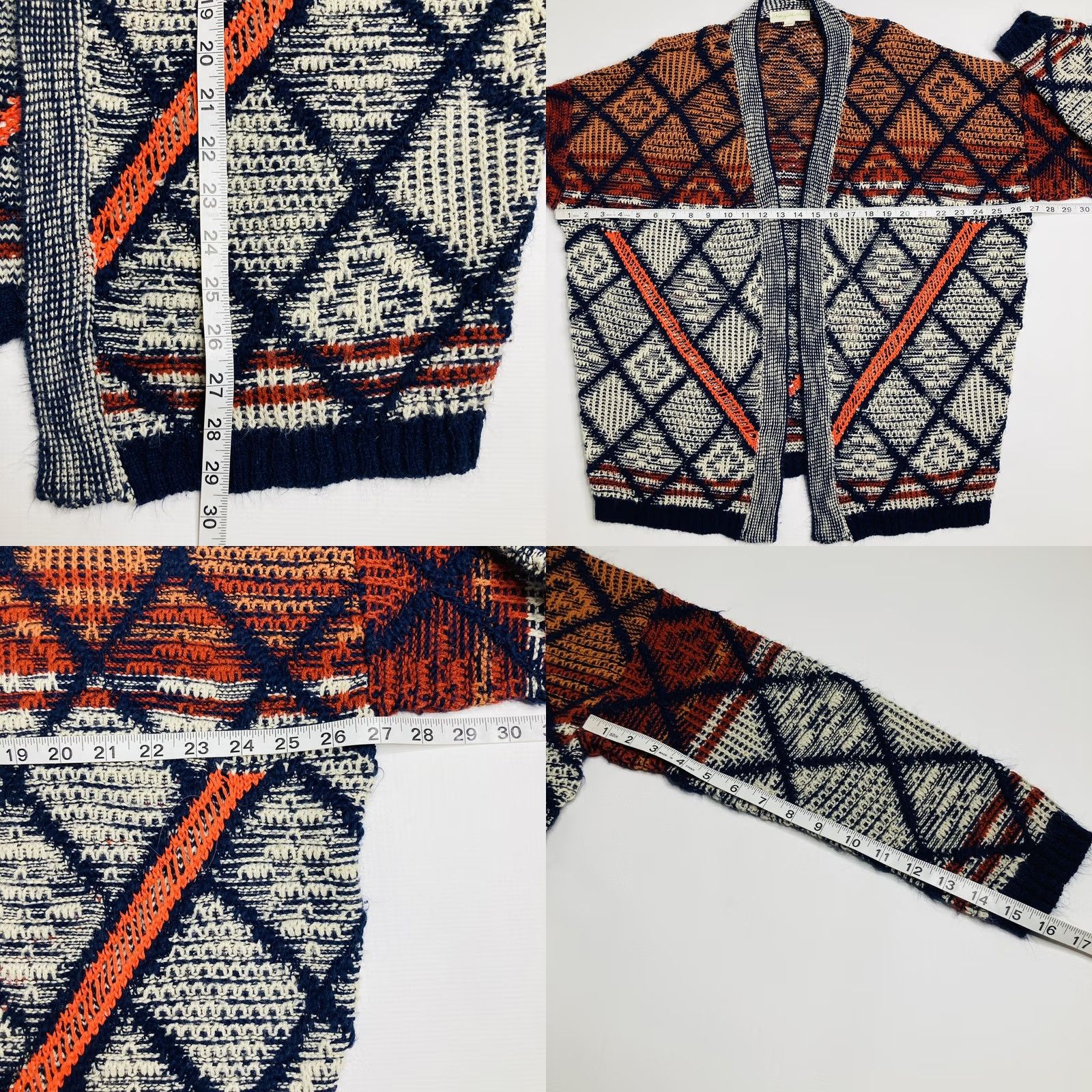 Urban Outfitters Staring at Stars Urban Outfitters Cardigan Medium Knit Diamond Print Oversized Open Front Cable-Knit Bohemian Womens Size M / US 6-8 / IT 42-44 - 8 Thumbnail