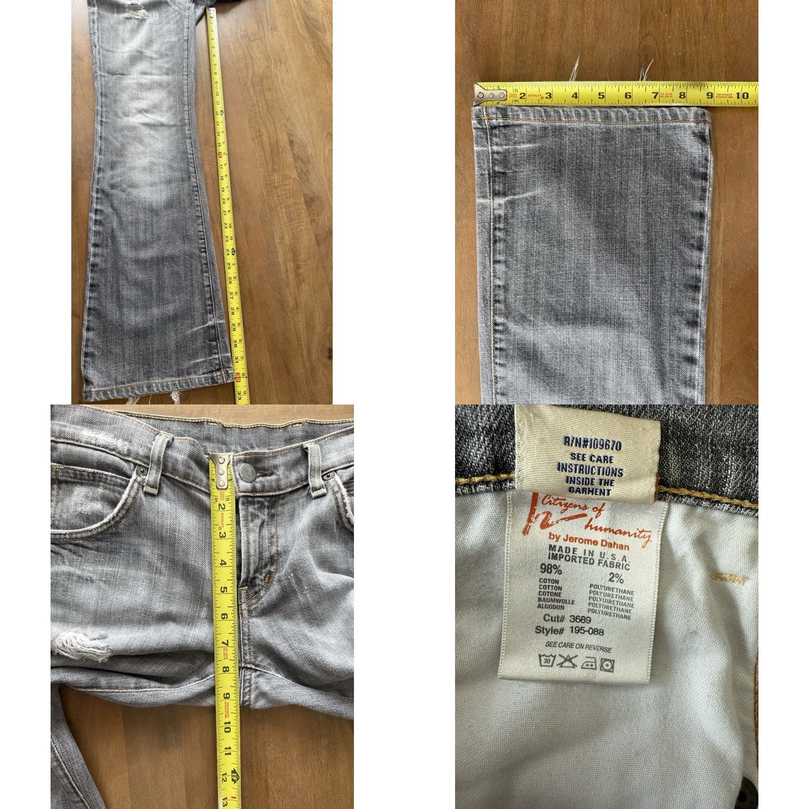 Citizens Of Humanity VTG Citizens of Humanity Jackie Bootcut Jeans Womens 29 (33x32) Denim Gray 5-Pocket 195088 Jeans Mens Womens Girls Boys Size 29" - 8 Thumbnail
