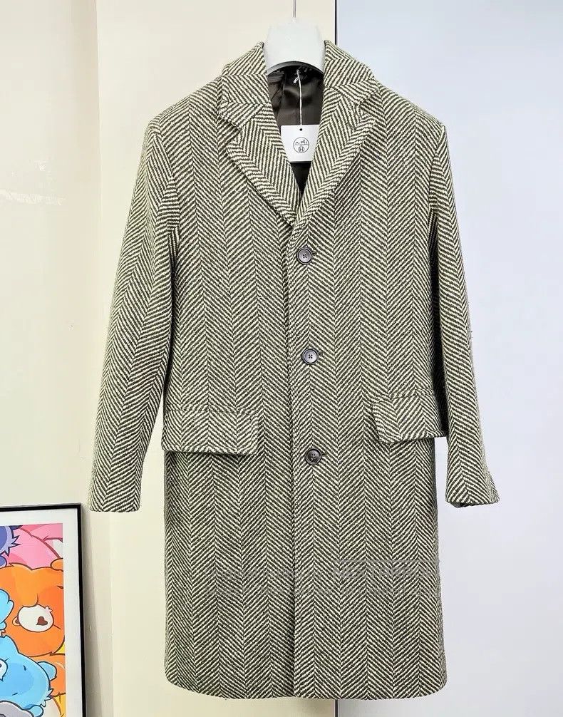 Hermes Hermes Herringbone Wool Coat Size US S / EU 44-46 / 1 - 1 Thumbnail