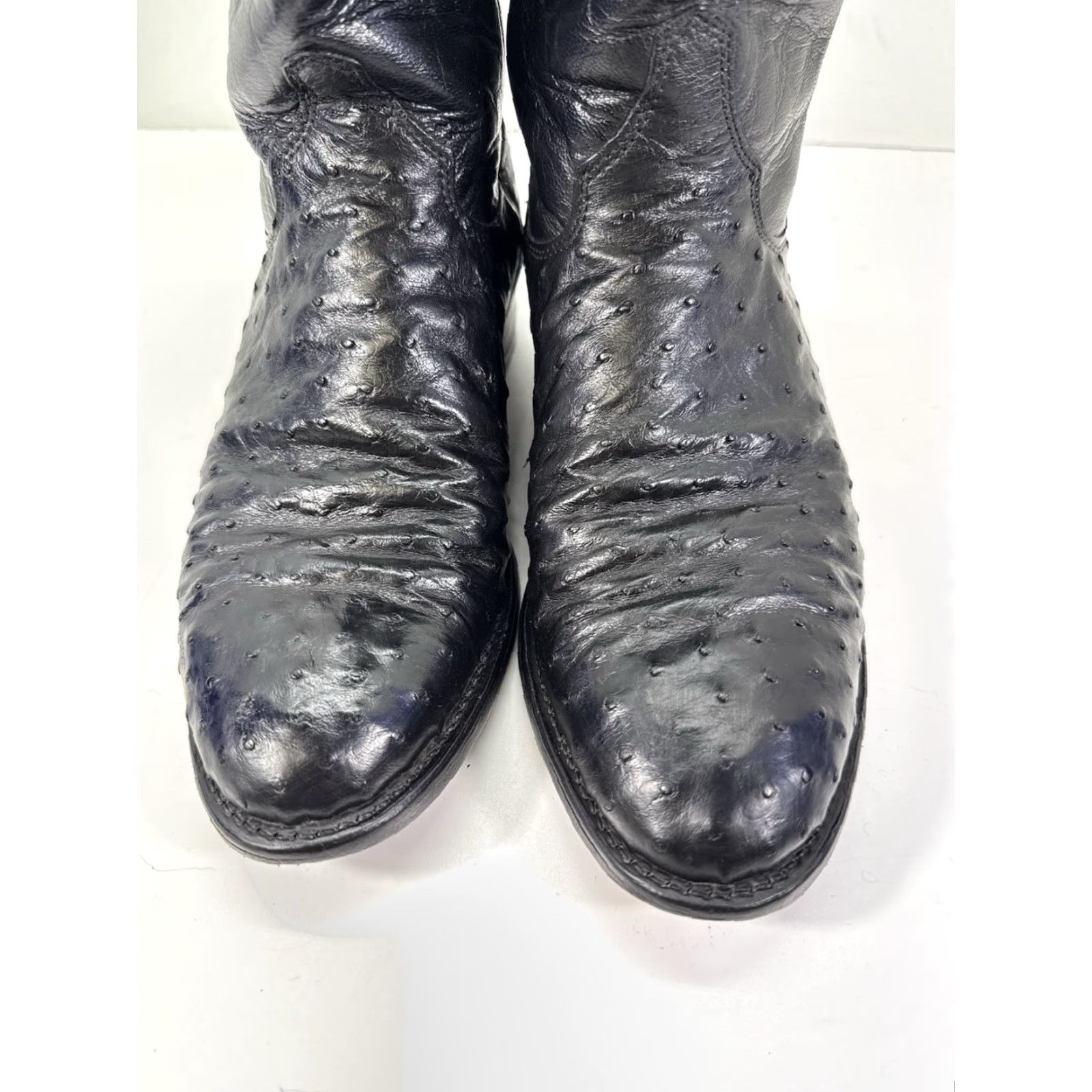 Justin Boots Justin Full Quill Ostrich Boots Men 7.5 EE Wide Black Leather Western 3171 Size US 8 / EU 41 - 3 Thumbnail