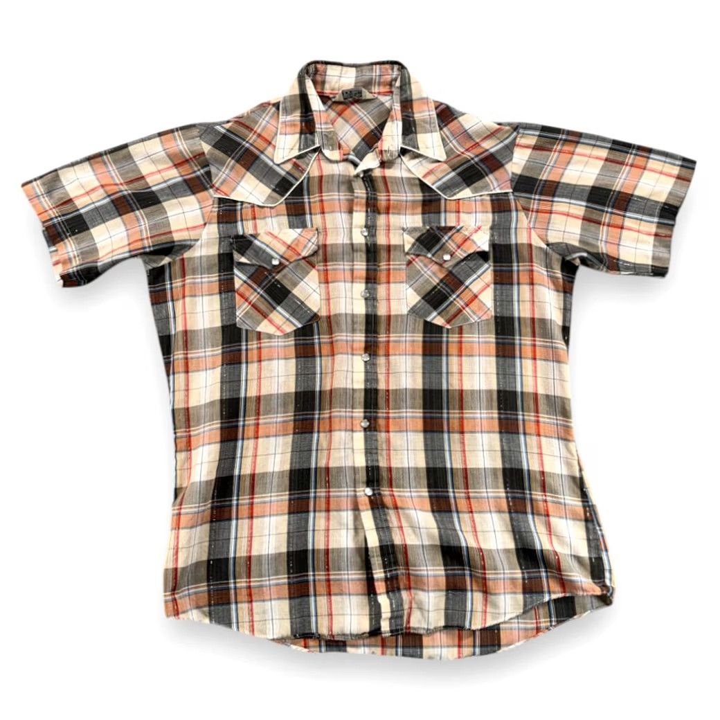 Rails VINTAGE Canyon Trails Western Shirt Adults Medium Brown Plaid Pearl Snap 70s Cowboys Mens Size US M / EU 48-50 / 2 - 2 Thumbnail